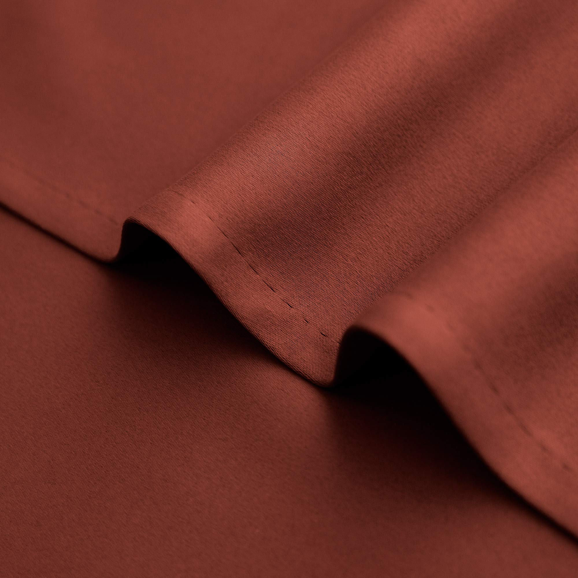 Thermal Blackout Cafe Curtains for Kitchen & Small Windows - 2 Panel Rod Pocket Rust Short Curtains in Terracotta Red (34
