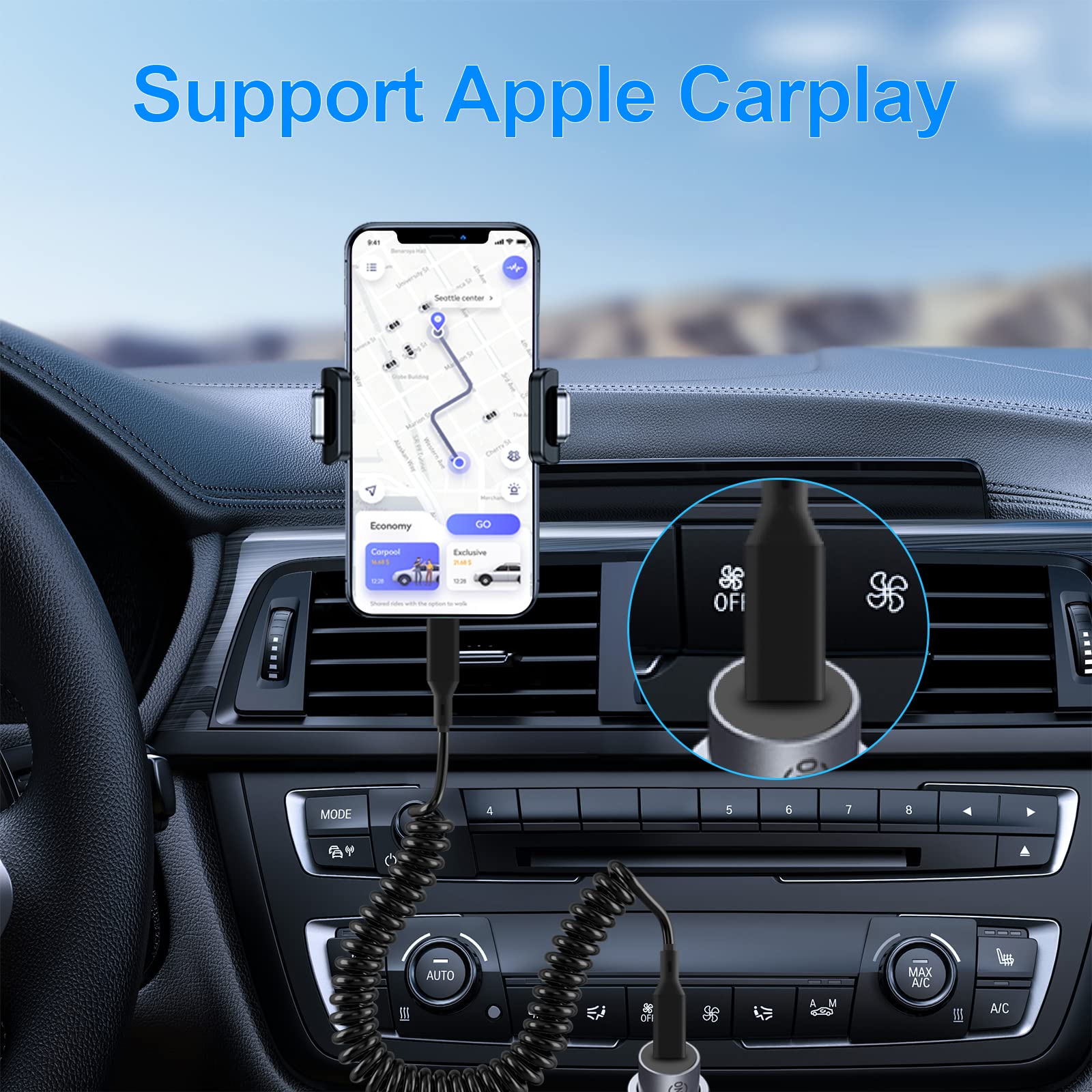 KETAKY Plus Coiled USB-C to Lightning Cable - MFi Certified Retractable Charger for iPhone & iPad | Fast Charging & Data Sync | Apple CarPlay Compatible | Perfect for Car, Home & Office Use