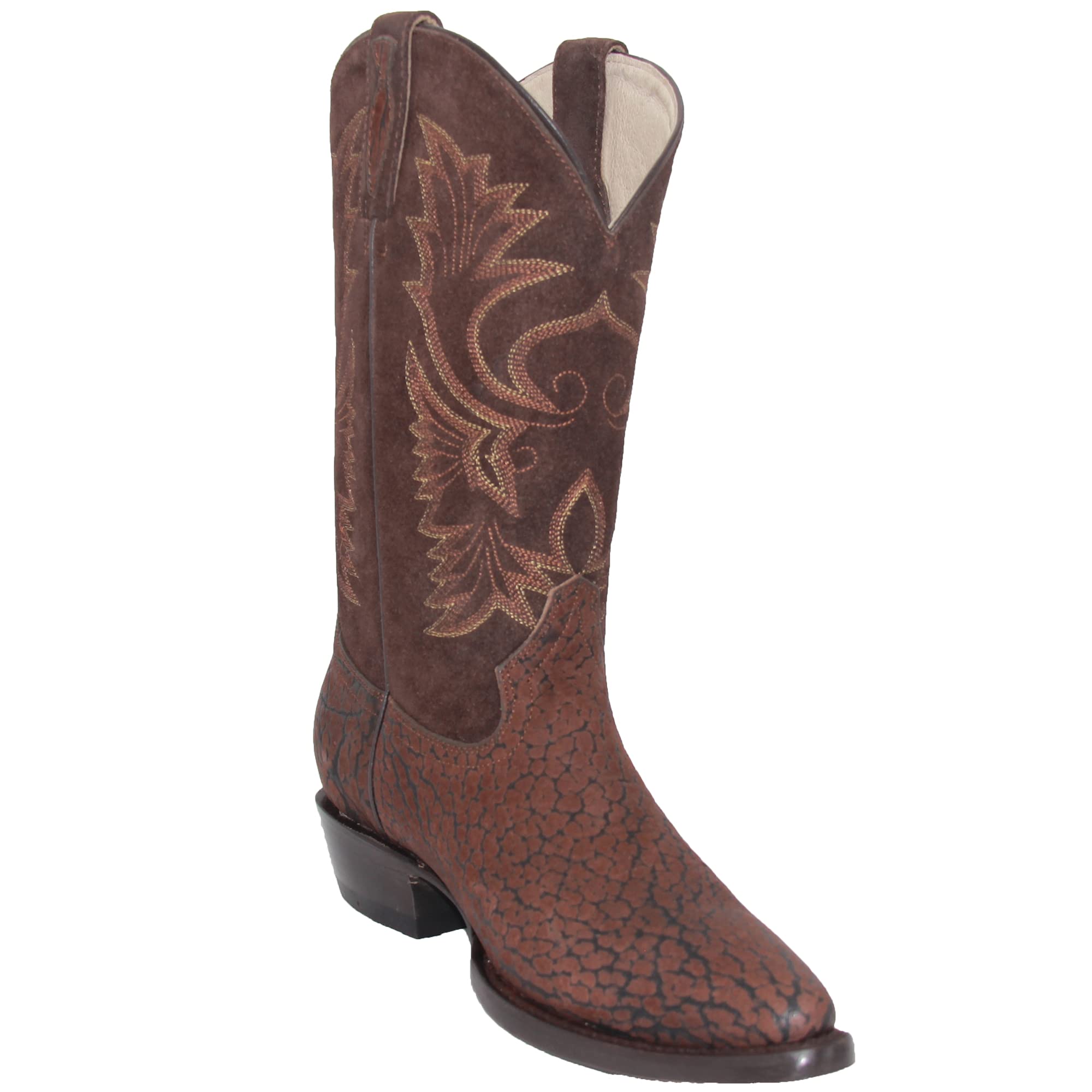 **Western Cowboy Boots for Men - Genuine Leather J-Toe with Bull Neck Print | Durable & Stylish for Rodeo, Country Dancing & Outdoor Adventures**
