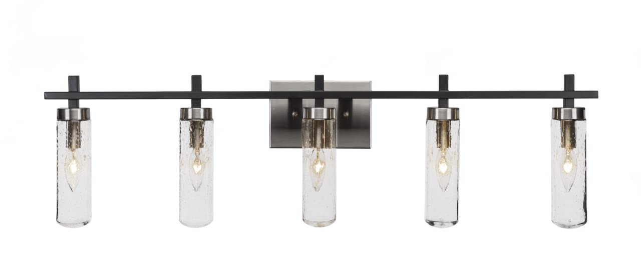 Salinda 5-Light Bathroom Vanity Light Fixture in Matte Black & Brushed Nickel - Modern LED Bath Bar for Mirror Lighting (2515-MBBN-600) | Perfect for Bathroom Renovation, Spa-Style Vanity & Contemporary Home Decor