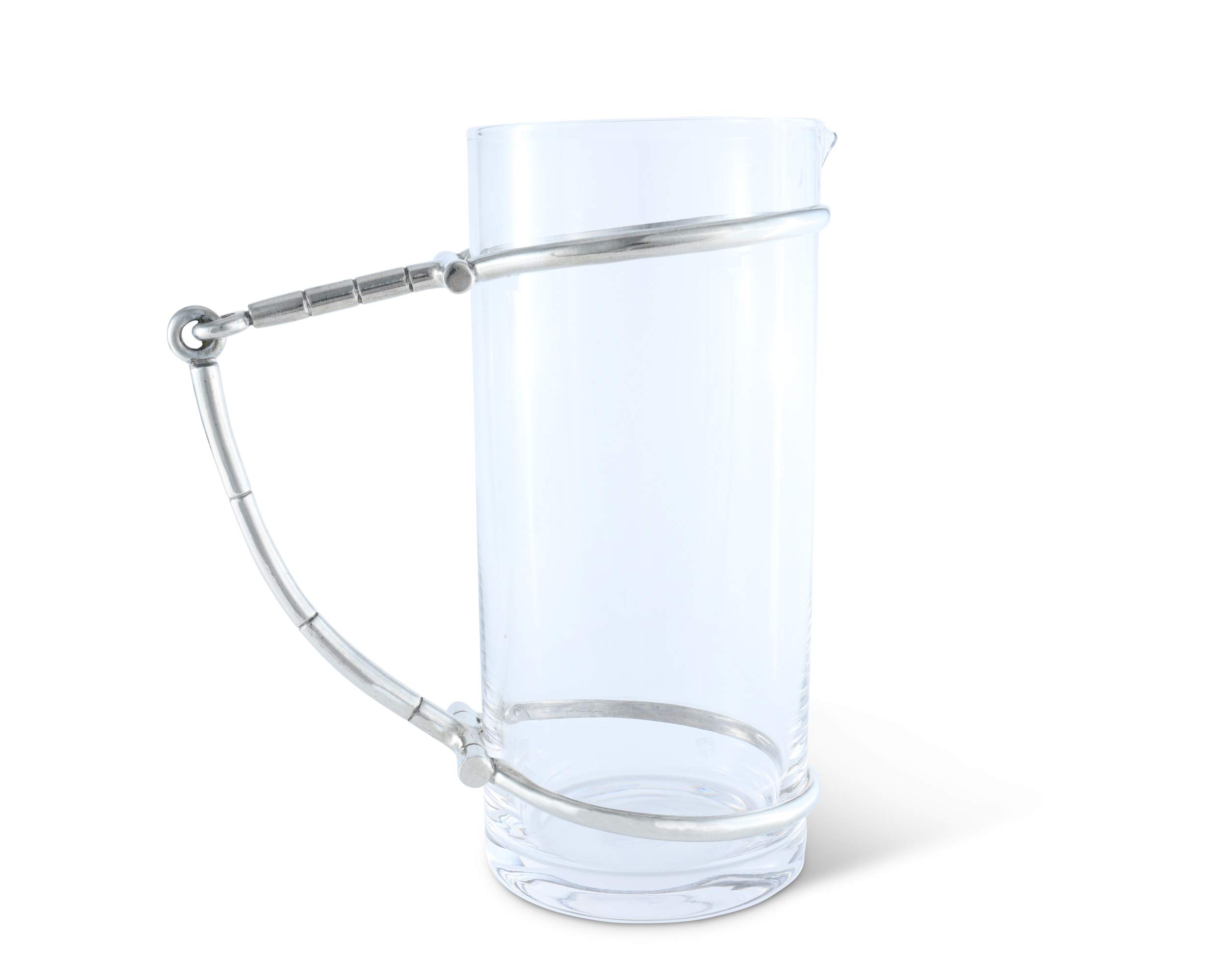 Vagabond House 52 oz Glass Pitcher with Pewter Horse Handle - Elegant Beverage Dispenser for Cold Water, Iced Tea, Juice & Lemonade - Perfect for Parties, Picnics & Home Entertaining (9.5 Inch Tall)