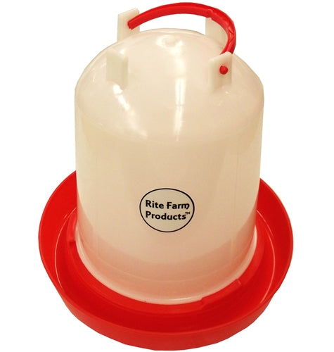 Medium Rite Farm 1.6 Gallon Poultry Waterer - Automatic Chicken Waterer for Hens, Ducks & Birds - BPA-Free Plastic Poultry Drinker for Coops, Backyard Farms & Outdoor Use