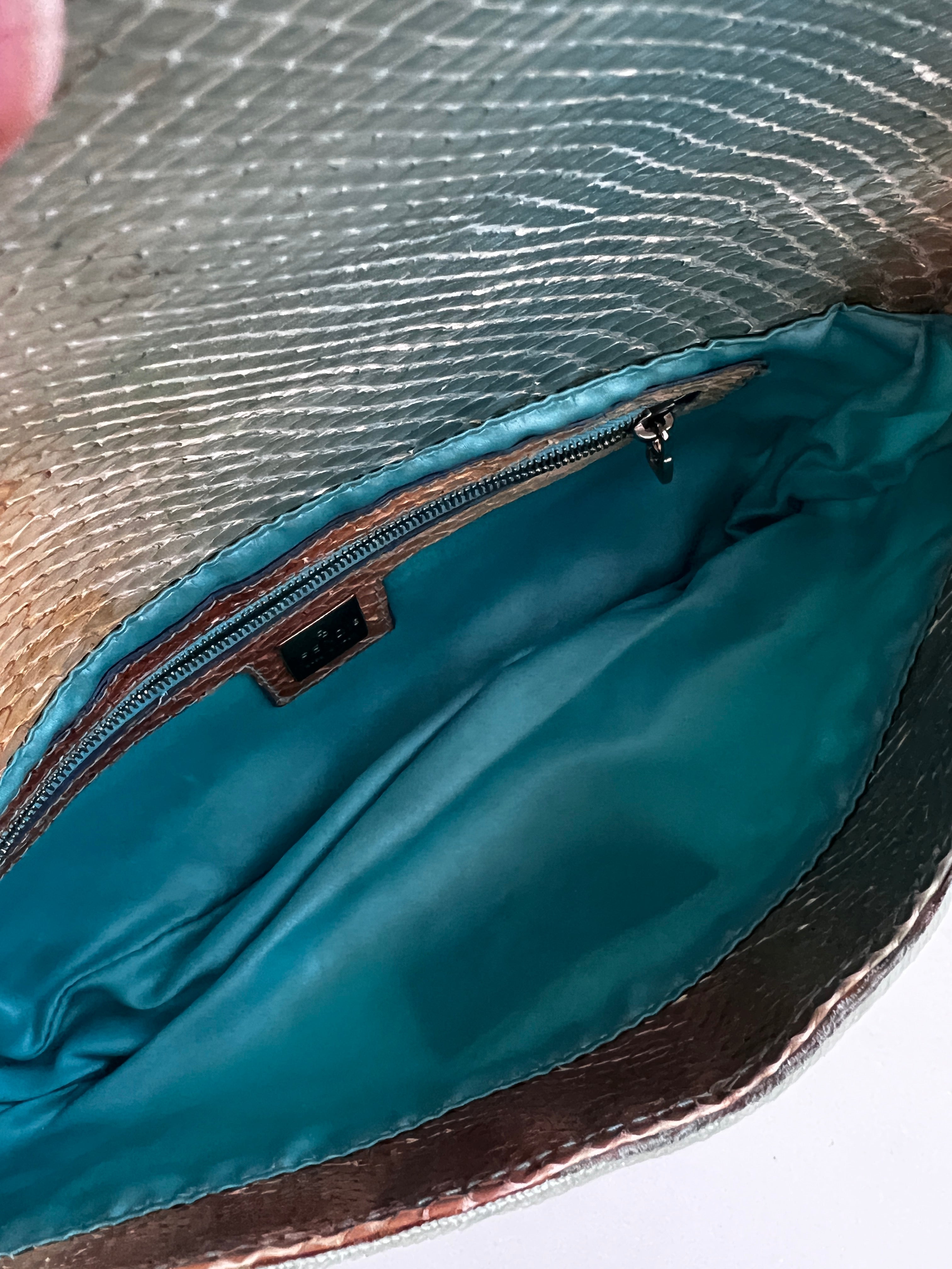 Vintage Fendi Mint Green Sequin Baguette Shoulder Bag - 90s Retro Designer Handbag for Women | Perfect for Evening Parties, Weddings & Special Occasions