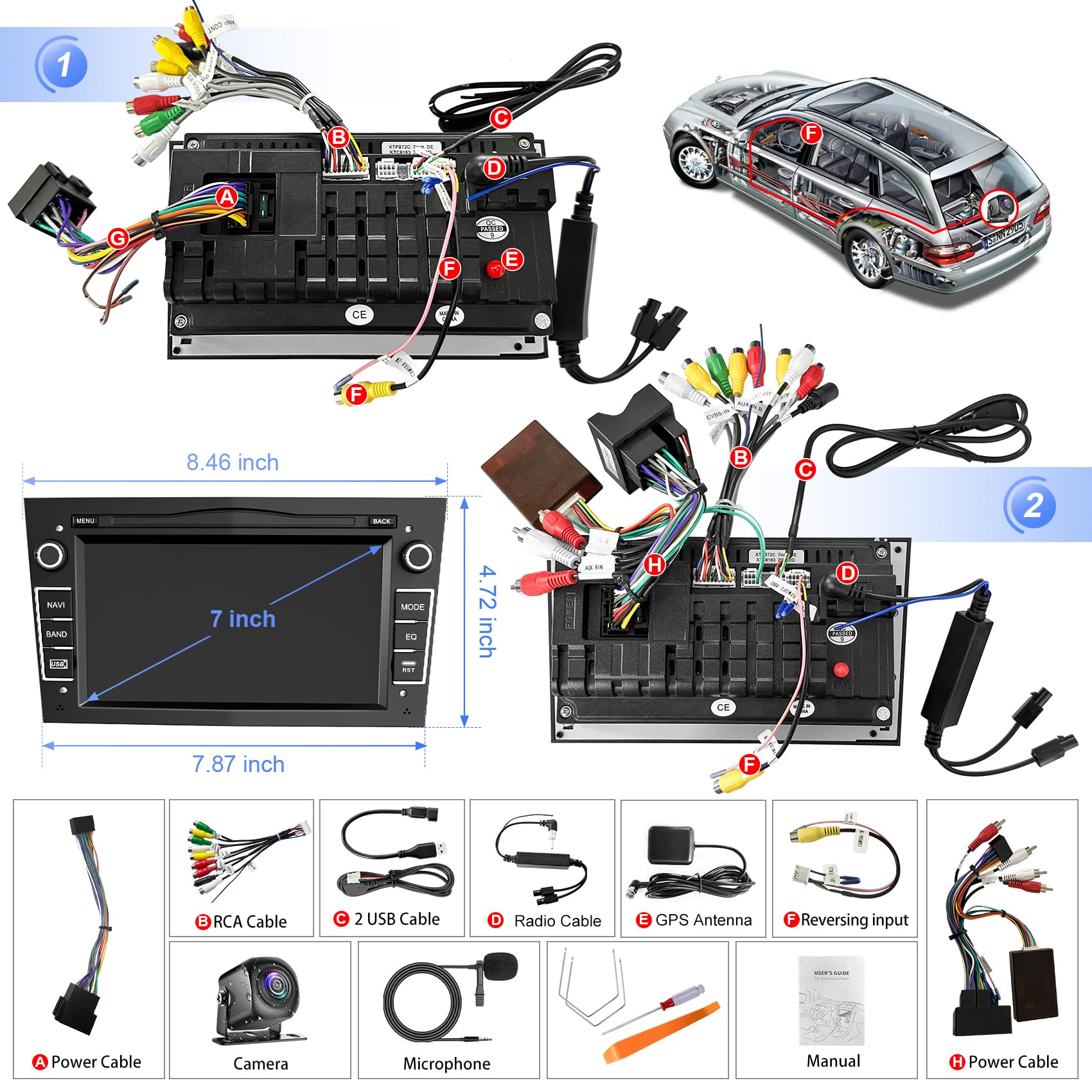 Android 13 Car Stereo for Opel/Vauxhall Corsa Astra Antara - 7 Inch 2GB RAM 32GB ROM Touchscreen Head Unit with Wireless CarPlay & Android Auto, Bluetooth, GPS, WiFi, Backup Camera & Voice Control - Perfect for Hands-Free Driving & Navigation