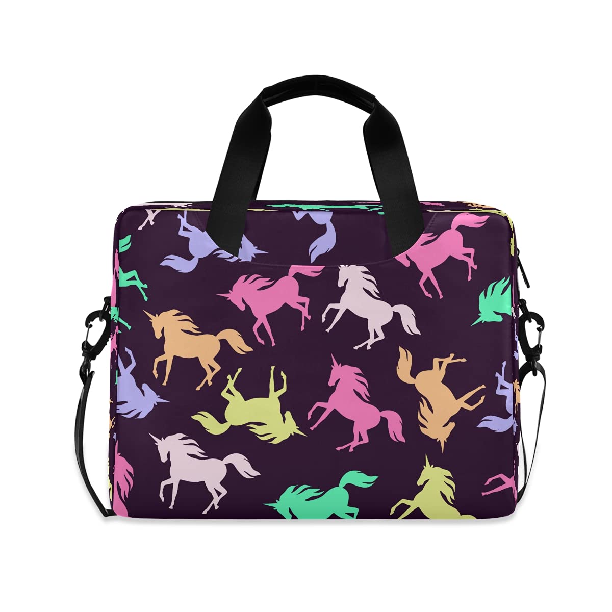 Colorful Unicorn Animal Print 15.6 Inch Laptop Case with Adjustable Shoulder Strap - Waterproof Messenger Bag for Men & Women - Perfect for Work, School, Travel & Daily Commute
