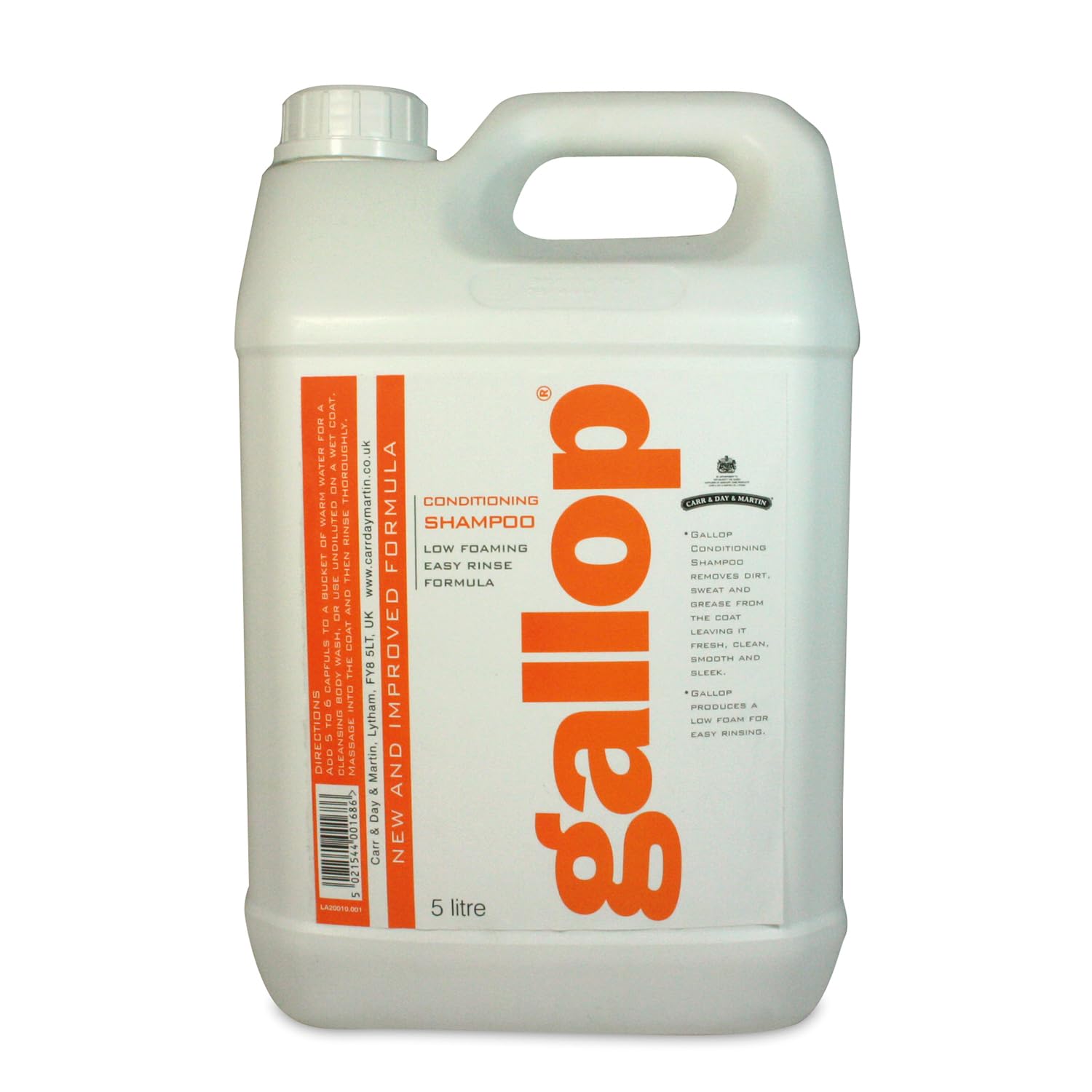 Carr Day & Martin Gallop Conditioning Horse Shampoo 5L - Moisturizing & Detangling Formula for Healthy Coat | Ideal for Show Horses, Daily Grooming & Equine Skin Care