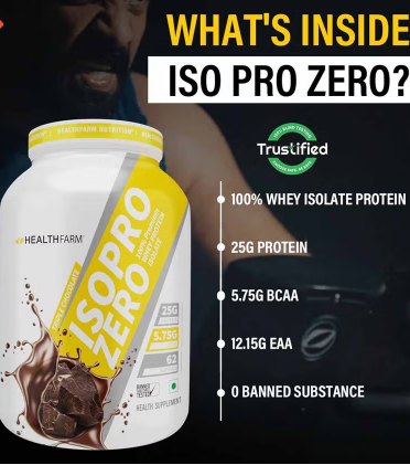 Healthfarm ISO Pro Zero Whey Protein Isolate Powder - Triple Chocolate Flavor, 2kg (4.4lb) with 62 Servings | Low Carb, High Protein for Muscle Recovery & Post-Workout | Gym Supplement for Athletes & Bodybuilders