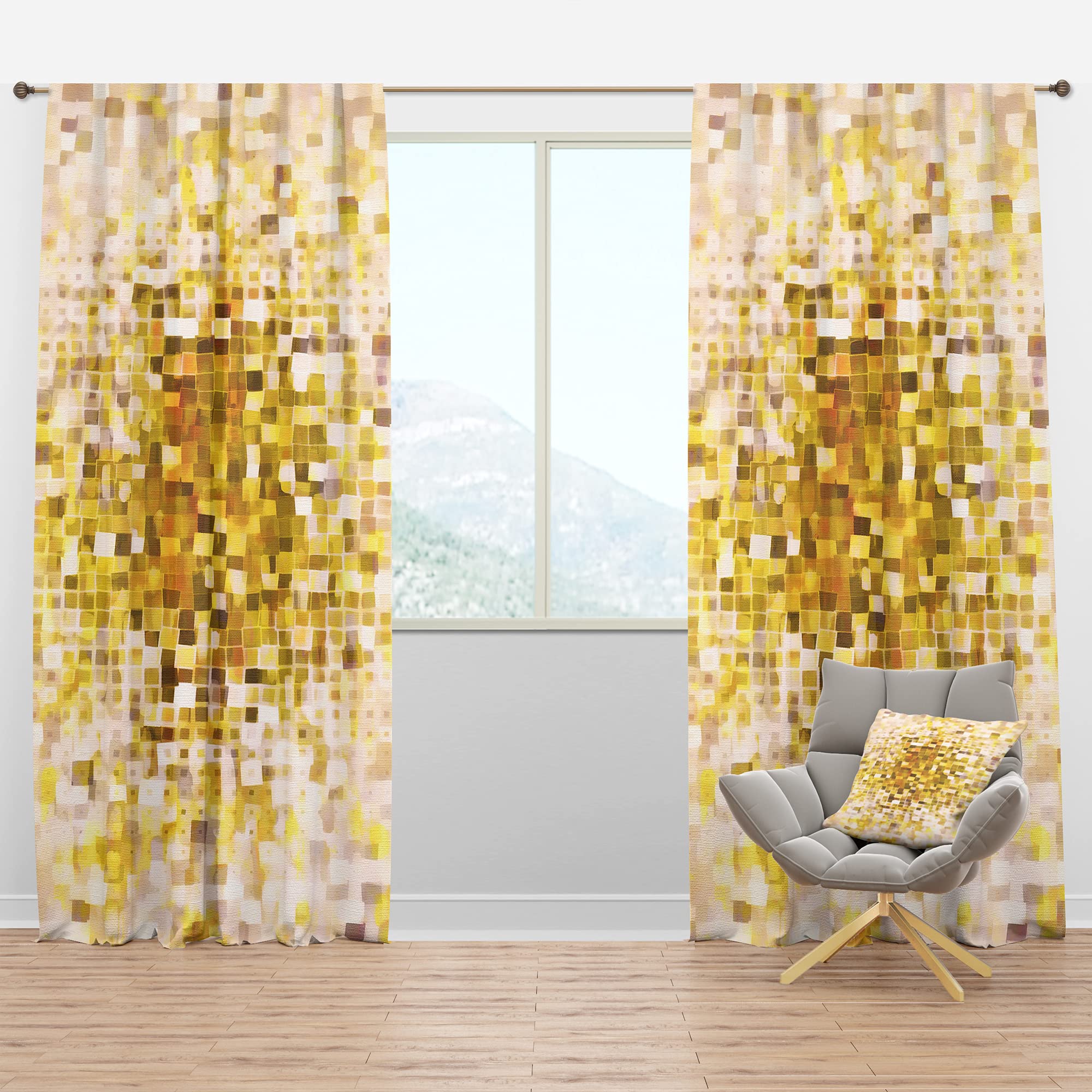Glam Yellow Blackout Curtains - Thermal Insulated Single Panel (52x95 inches) for Bedroom & Living Room | Light Blocking, Energy Saving Window Drapes for Better Sleep & Home Decor