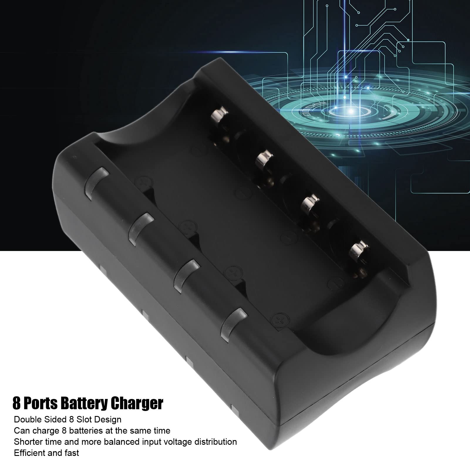 8-Port Smart Fast USB Battery Charger for RCR123A 16340 16350 16360 - Slip-Resistant & Rechargeable - Perfect for Home, Office, and Travel Use