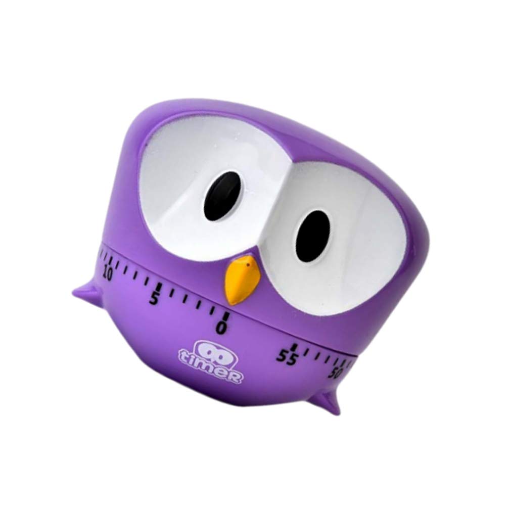UPKOCH 60-Minute Digital Timer with Cartoon Owl Design - Easy to Operate Kitchen Cooking Timer with Loud Alarm for Beauty, Study, and Home Use - Purple Mechanical Countdown Clock for Kids and Adults