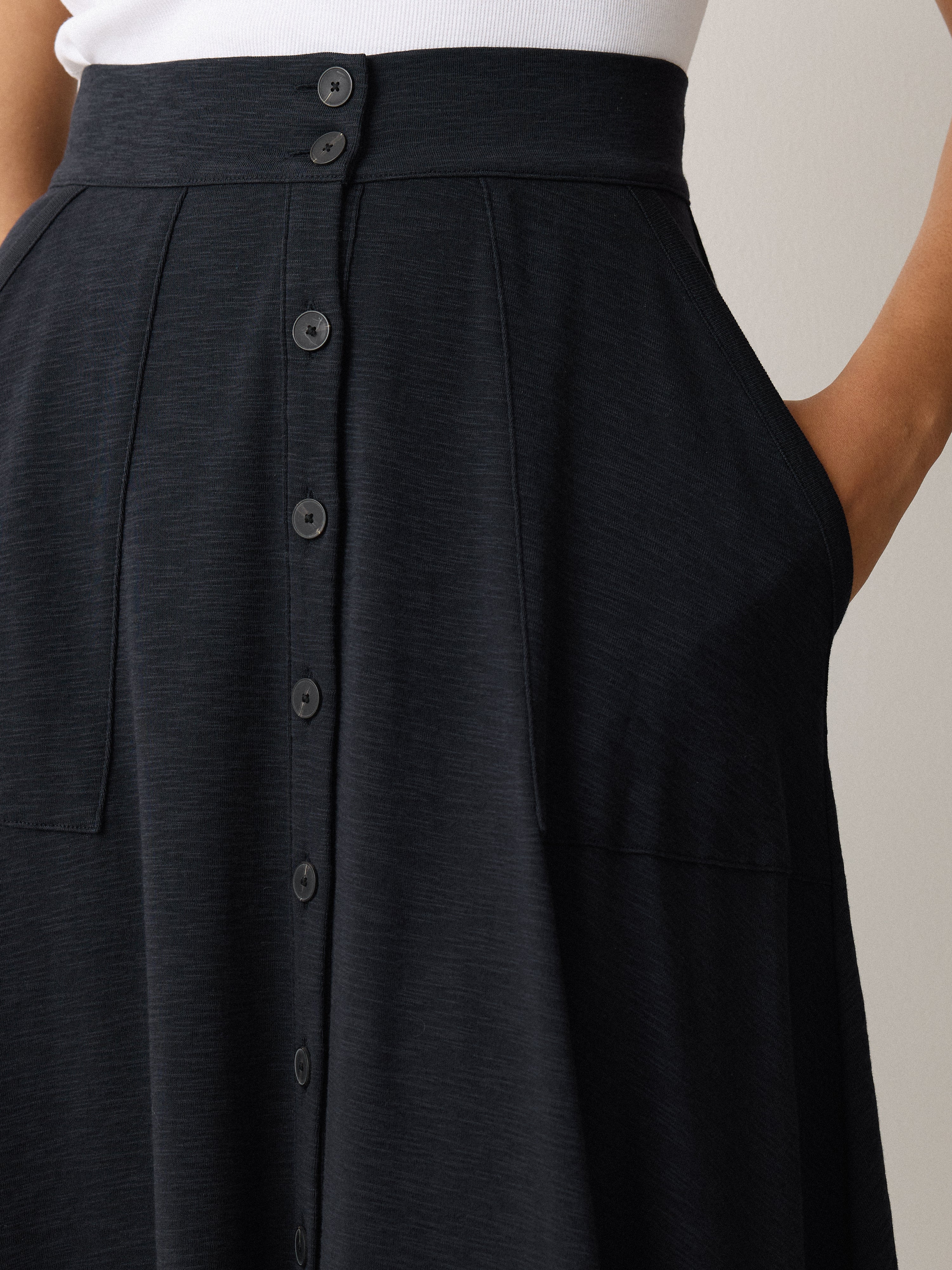 Premium Cotton Luxe Skirt for Women - Soft & Comfortable Navy Blue Midi Skirt | Perfect for Casual Wear, Office Outfits & Summer Vacations