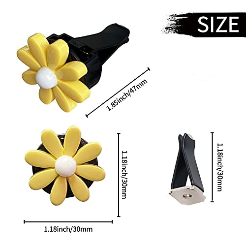 4Pcs Cute Daisies Car Air Freshener Vent Clips - Floral Car Decor Accessories for Women & Girls, Automotive Interior Trim, Perfect for Everyday Commute & Road Trips