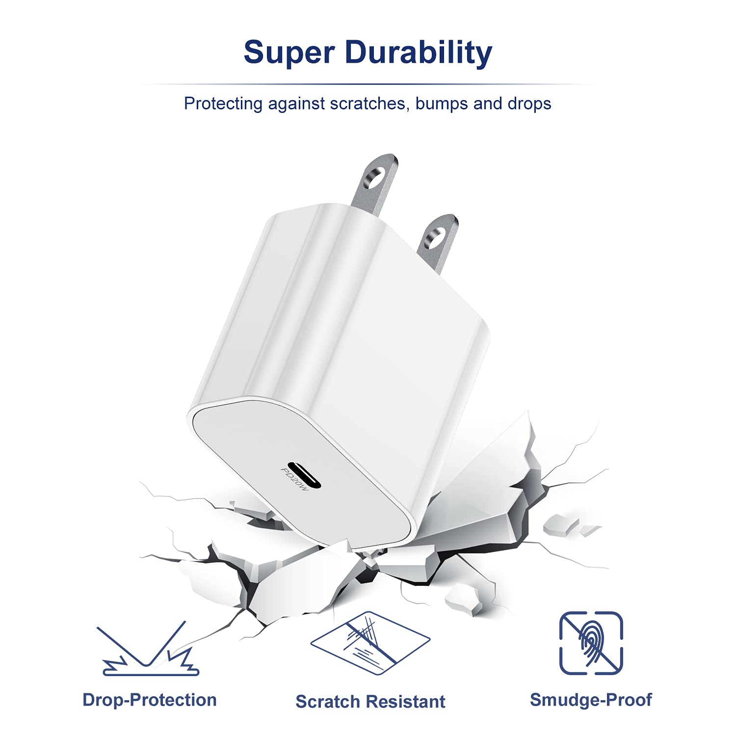 20W USB C Wall Charger Block 2-Pack - Super Fast Type C Charging Adapter Brick for iPhone 16/15/14/13/12/11 Series & iPad Air - Perfect for Home, Office & Travel Charging