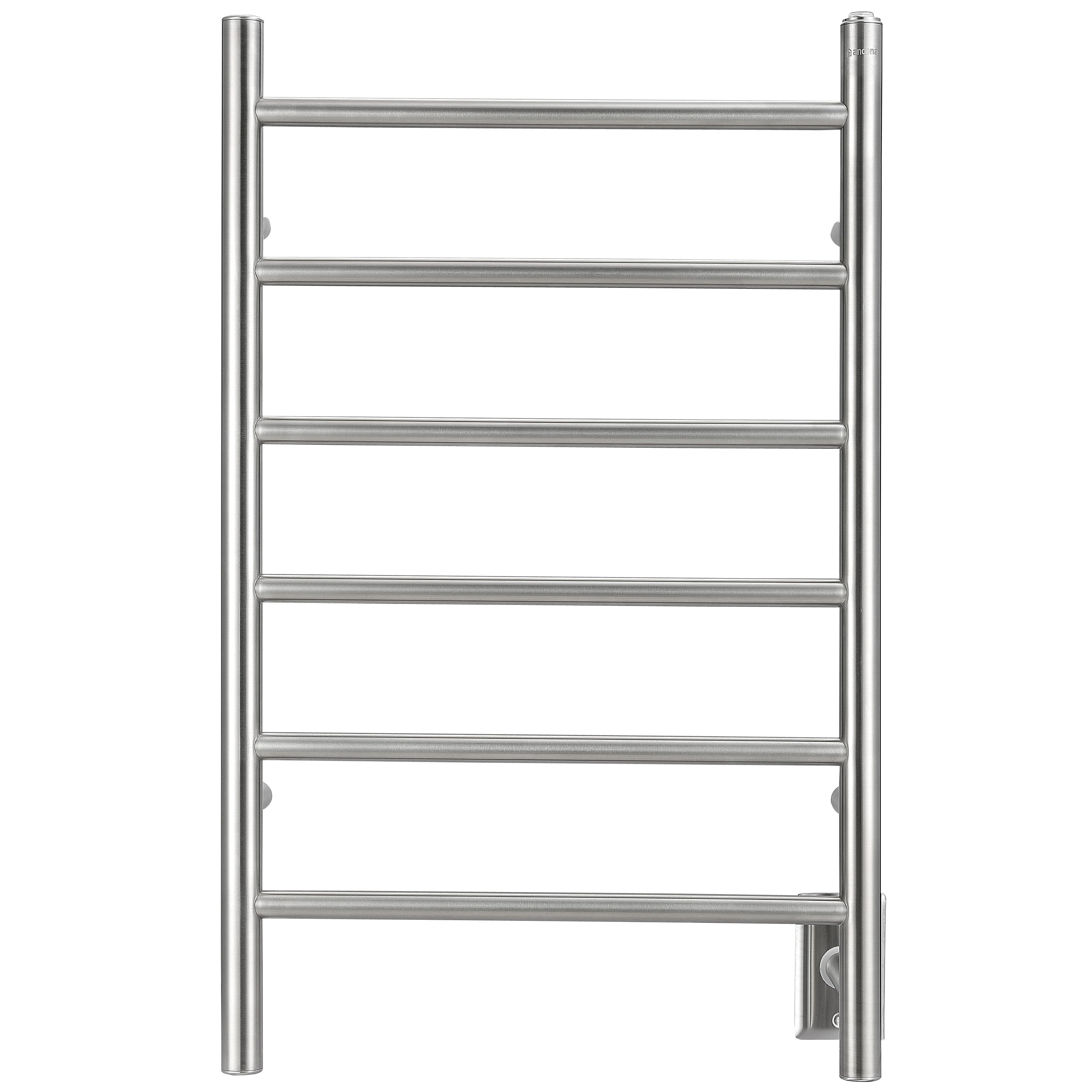 Premium 6-Bar Hardwired & Plug-In Towel Warmer - Brushed Stainless Steel - Fast Heating Bathroom Luxury for Spa, Hotel & Home Use