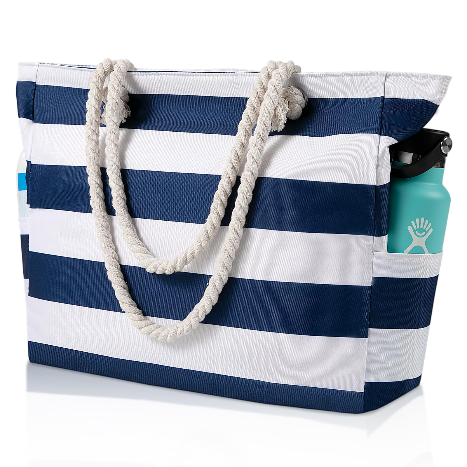 Women's Waterproof Beach Tote Bag with Zipper - Large Sandproof Pool Bag for Swimming & Travel