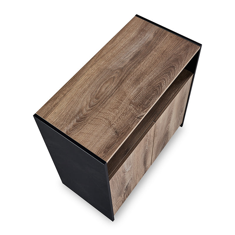 ARTO 80cm Warm Oak & Black Credenza Cabinet - Modern TV Stand, Storage Console for Living Room, Bedroom, or Office