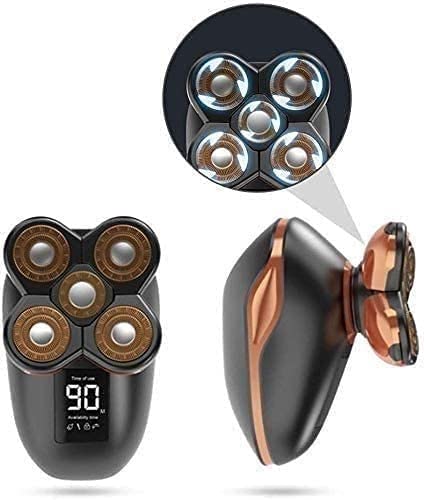 5-in-1 Electric Shaver for Men - Rotary Head Shaver & Beard Trimmer Kit with USB Fast Charging & LED Display - Perfect for Bald Head Shaving & Facial Grooming at Home or Travel (Black)