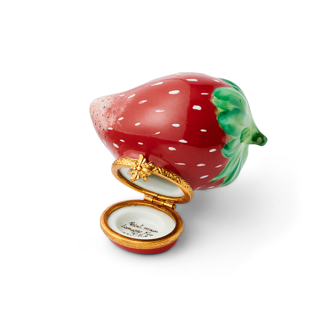 Strawberry Limoges Porcelain Jewelry Box - Hand-Painted French Floral Trinket Box for Women | Perfect Gift for Valentines, Birthdays & Home Decor
