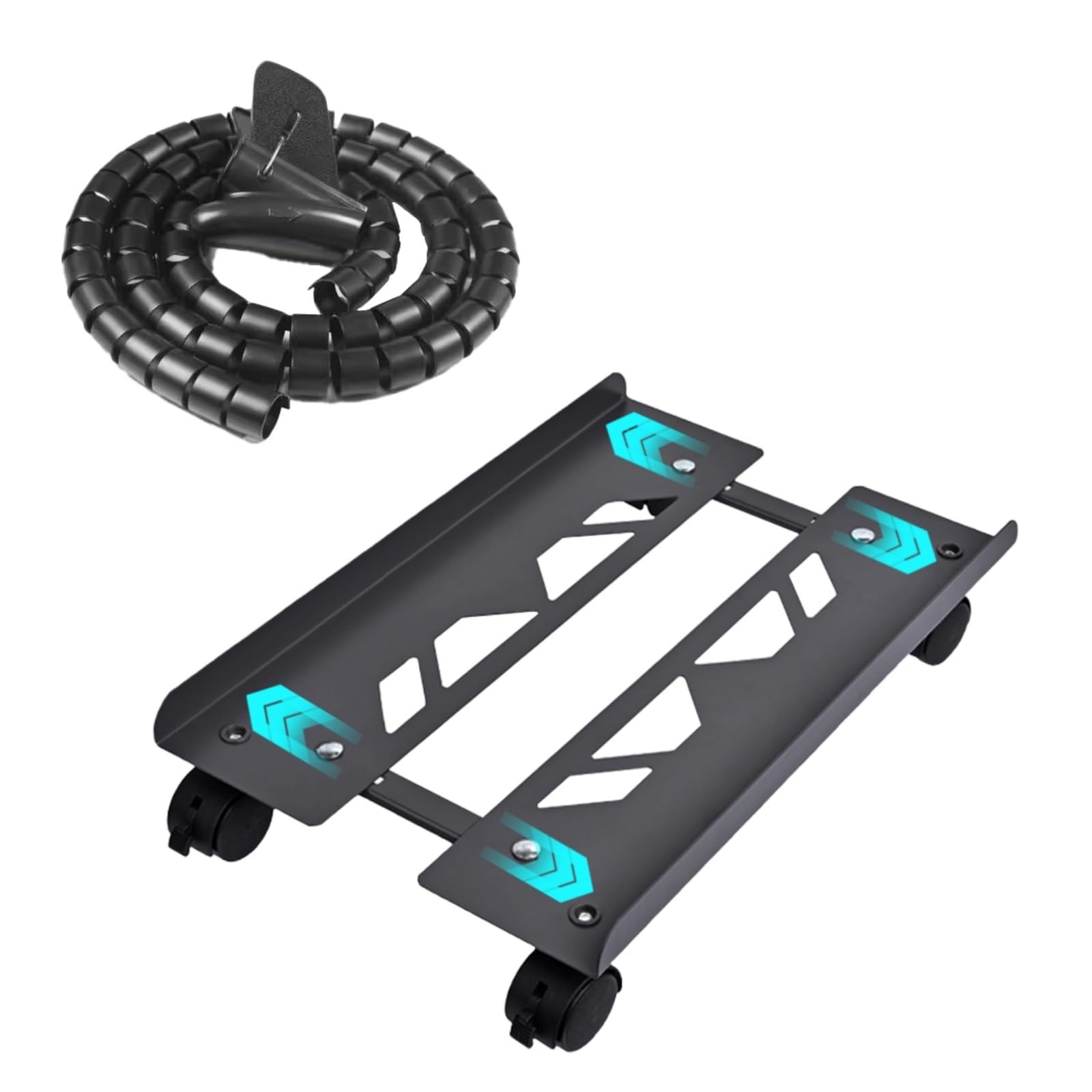 Adjustable Mobile CPU Stand - PC Tower Stand for Floor, Computer Riser with Cable Management (Includes Sleeve & Clip) - Perfect for Gaming Setup, Home Office & Dorm Room Organization