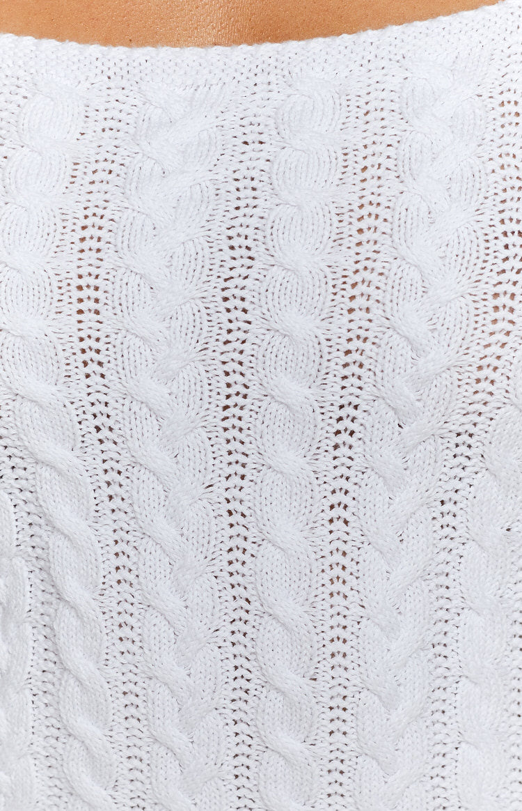 Elegant White Mini Cable Knit Dress for Women | Casual & Party Wear | Perfect for Dates, Office, and Night Out