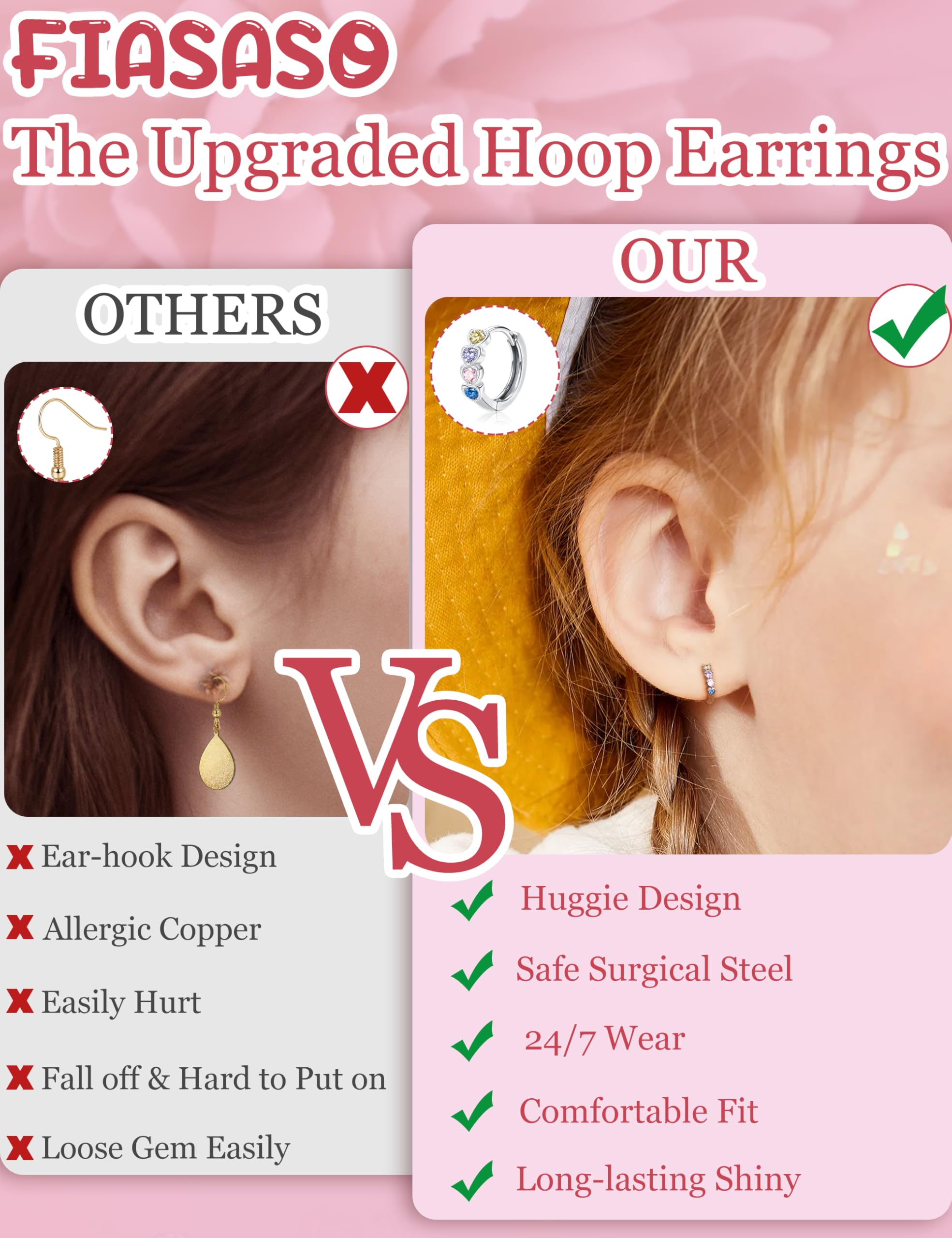 Hypoallergenic Surgical Stainless Steel Earrings for Women & Girls - 12 Pairs Screw Back Stud Earrings with Flower & Butterfly Designs for Sensitive Ears | Cute Hoop & Stud Earrings for Kids, Teens & Adults | Perfect for Daily Wear, Gifts & Special Occasions