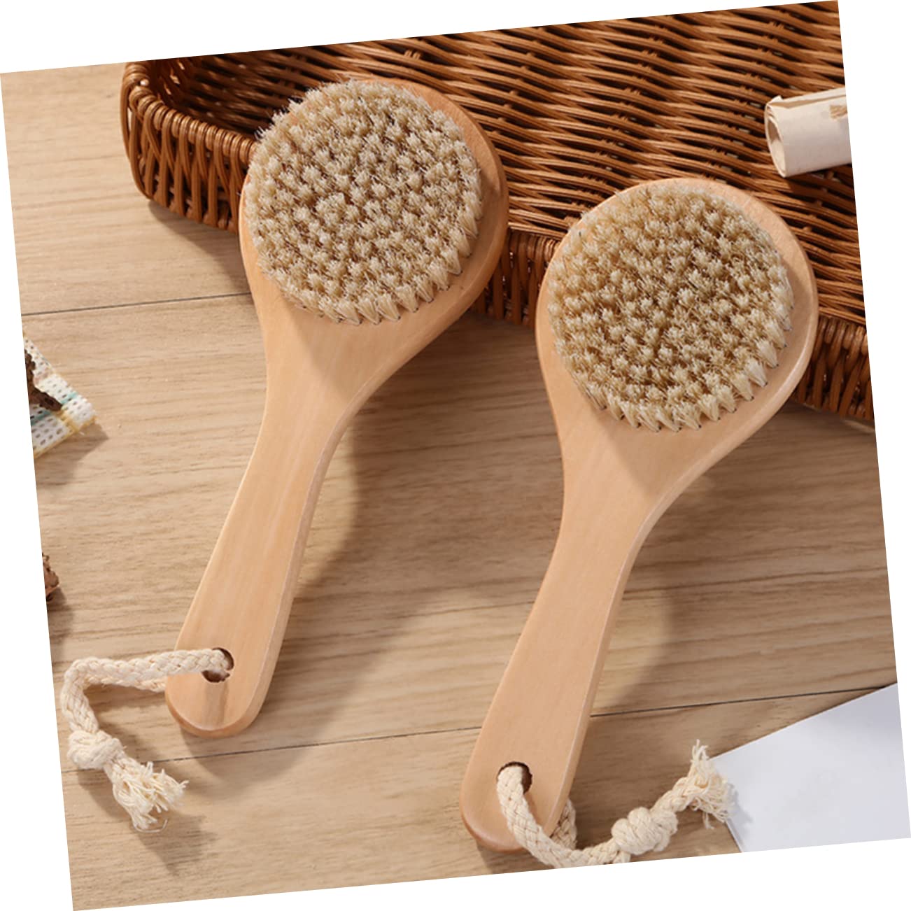FOMIYES Wooden Body Scrub Brush for Adults - Exfoliating Shower Brush with Massage Bristles, Easy-Hanging Bath Scrubber for Smooth Skin | Perfect for Spa, Home Use & Gift Ideas