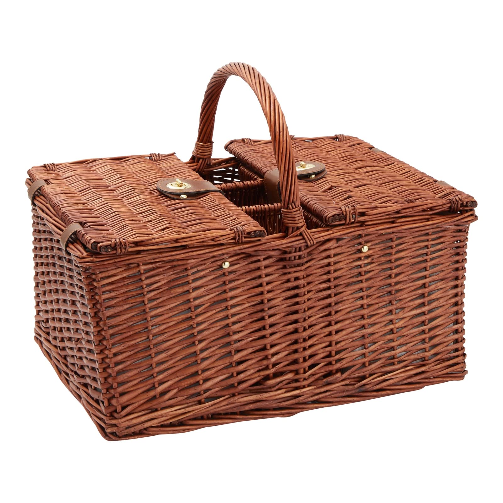 Juvale 4-Person Wicker Picnic Basket Set with Utensils, Wine Glasses & Insulated Cooler Bag - Luxury Camping & Outdoor Dining Essentials for Family Picnics, Beach Outings, and Romantic Getaways