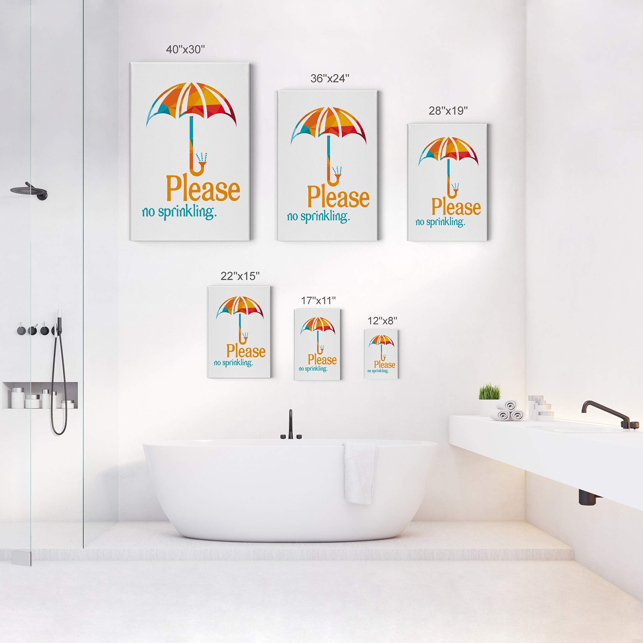 Funny No Sprinkles Bathroom Sign Canvas Print - 12x8 Wall Art for Home Decor