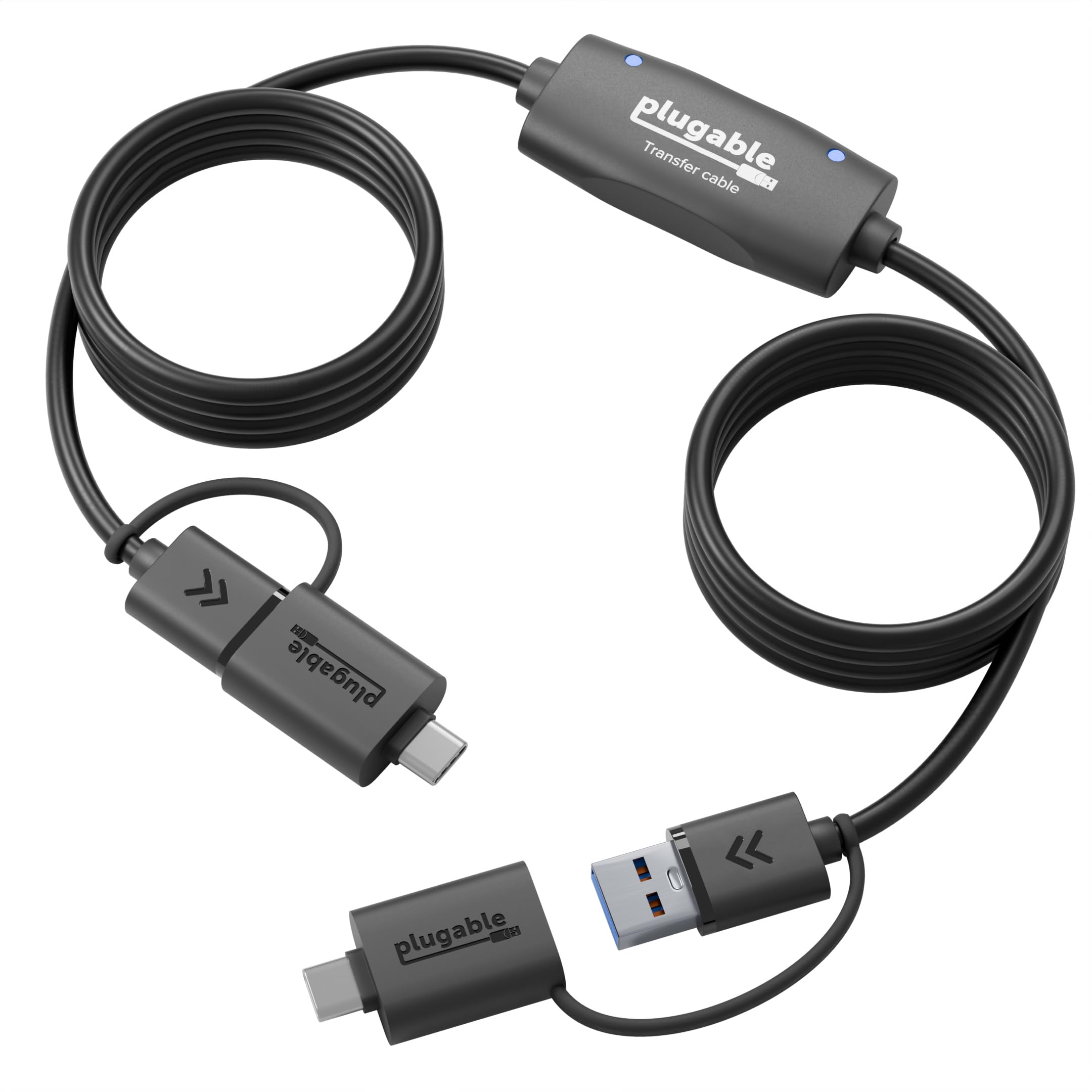 Plugable USB 3.0 to USB C Data Transfer Cable - 6.6ft PC to PC File Sync Cable for Windows | Fast Data Migration Between Computers | Includes Bravura Easy Computer Sync Software | Perfect for Upgrading to New Laptop or Transferring Files Between Devices (USBC-TRAN)