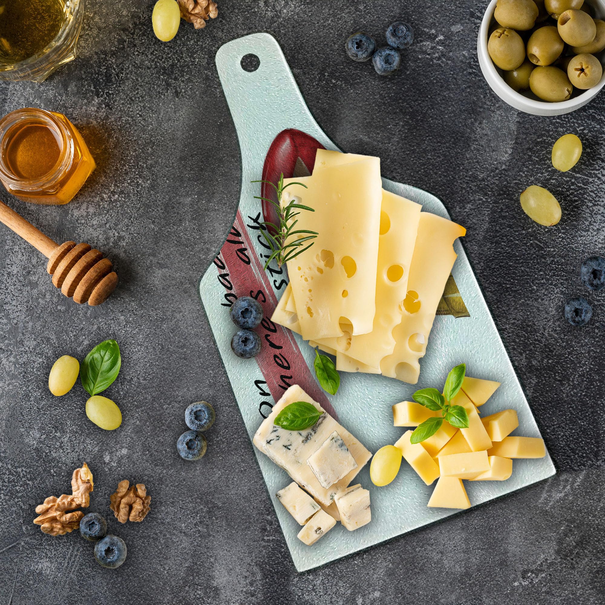 Ambesonne Fashion Wine Bottle Shaped Tempered Glass Cutting Board - Inspirational 
