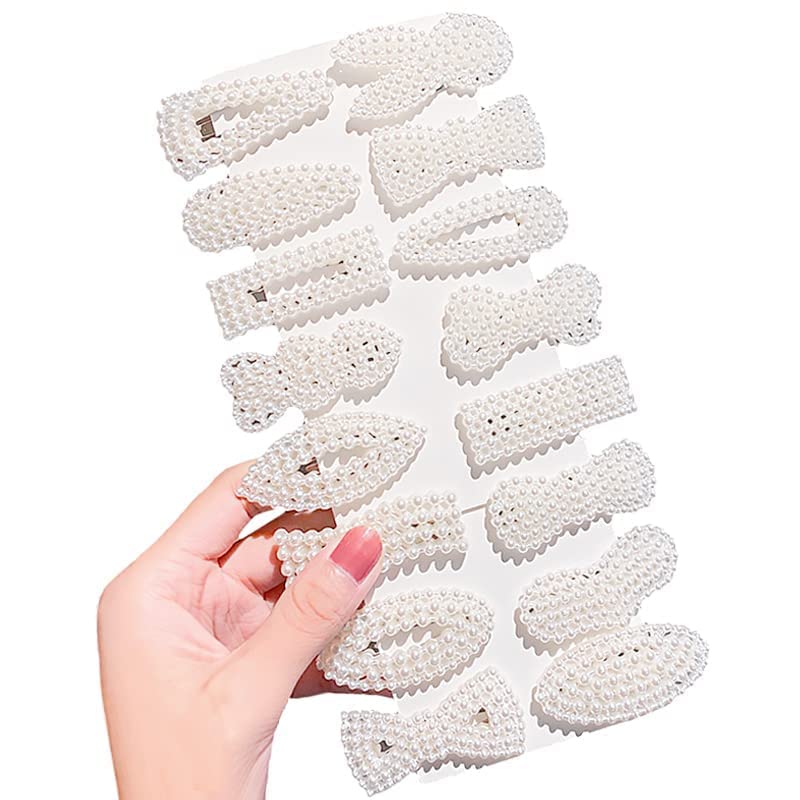 STRAWBERRY Artificial Pearl Hair Clips - Korean Style Hair Pins for Women & Girls, Fashion Hair Accessories Set (White, 12 Pcs) - Perfect for Weddings, Parties & Everyday Elegance