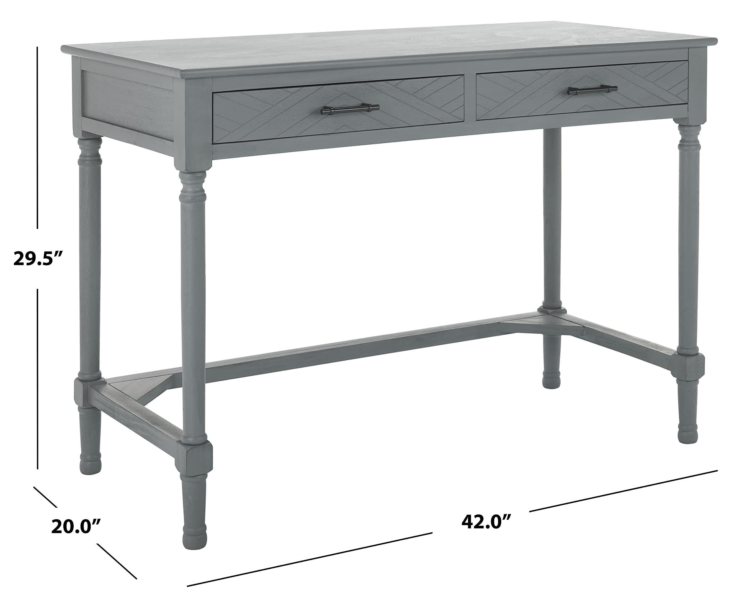 SAFAVIEH Home Collection Mckinlee Distressed Grey 2-Drawer Computer Desk - Modern Office Writing Table for Home & Workspace, Small Space Workstation with Storage