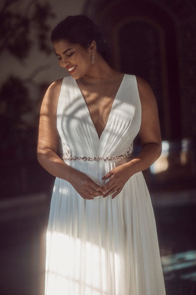 Jenny Yoo Elinor Wedding Gown - Elegant A-Line Bridal Dress with Lace Details | Perfect for Beach, Church & Formal Weddings