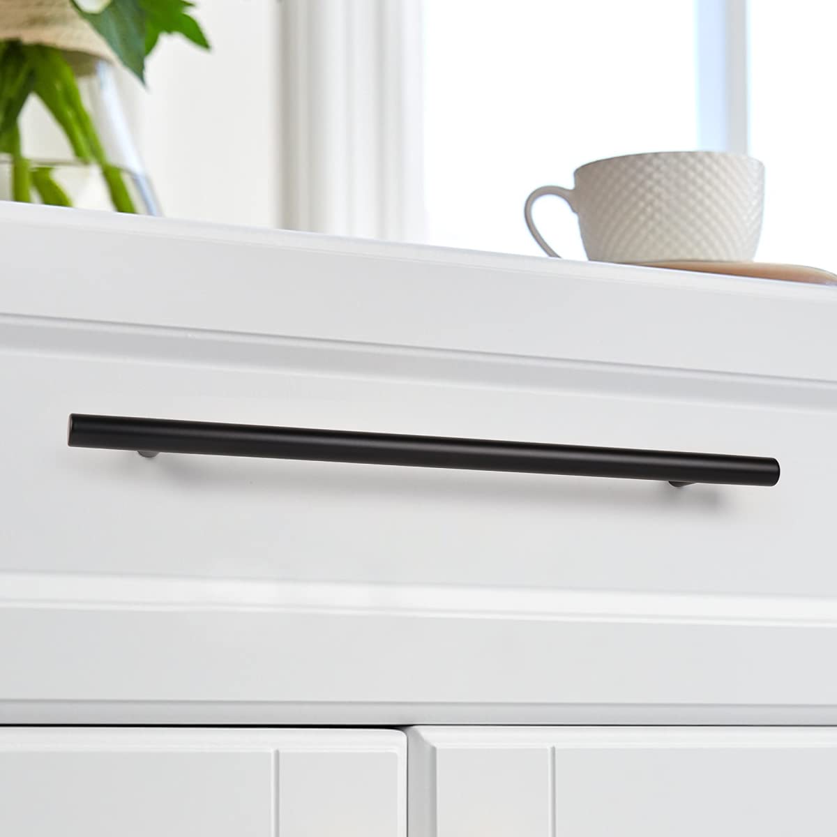Probrico 200 Pack 10 Inch Black Modern Cabinet Handles - T Bar Pulls for Kitchen Cabinets, Dressers & Cupboards | Durable Hardware for Home & Office Furniture