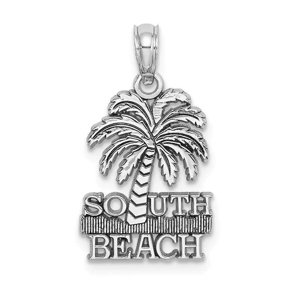 14K White Gold South Beach Palm Tree Charm Pendant - Elegant Tropical Jewelry for Women, Perfect for Beach Vacations, Summer Parties & Everyday Wear
