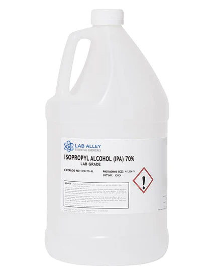 70% Isopropyl Alcohol (IPA) Cleaner - Semi-Grade, 30% Water - 4-Pack Case - Perfect for Disinfection, Electronics Cleaning & First Aid