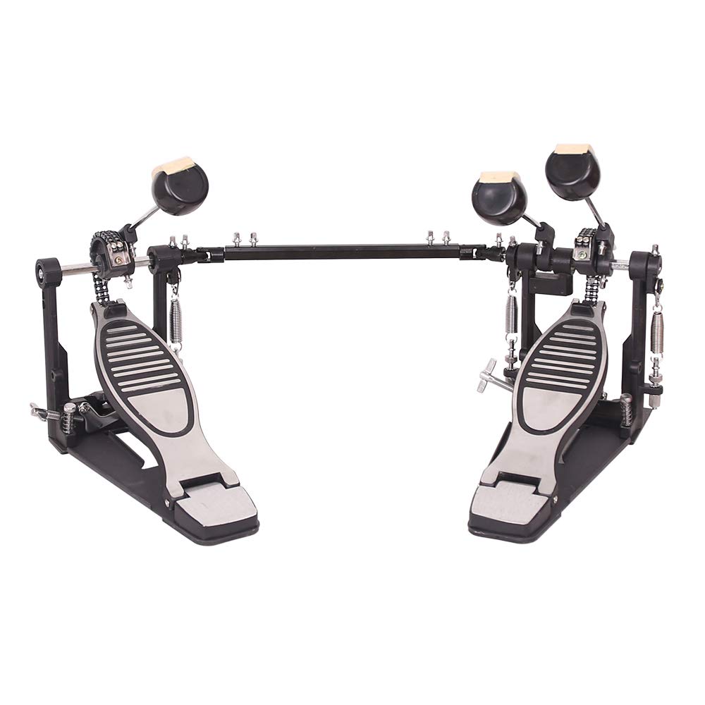 Professional Double Bass Drum Pedal with Chain Drive - Heavy Duty Double Kick Drum Pedal for Drum Set, Includes 3 Drum Beaters & Drum Key - Perfect for Rock, Metal & Live Performances