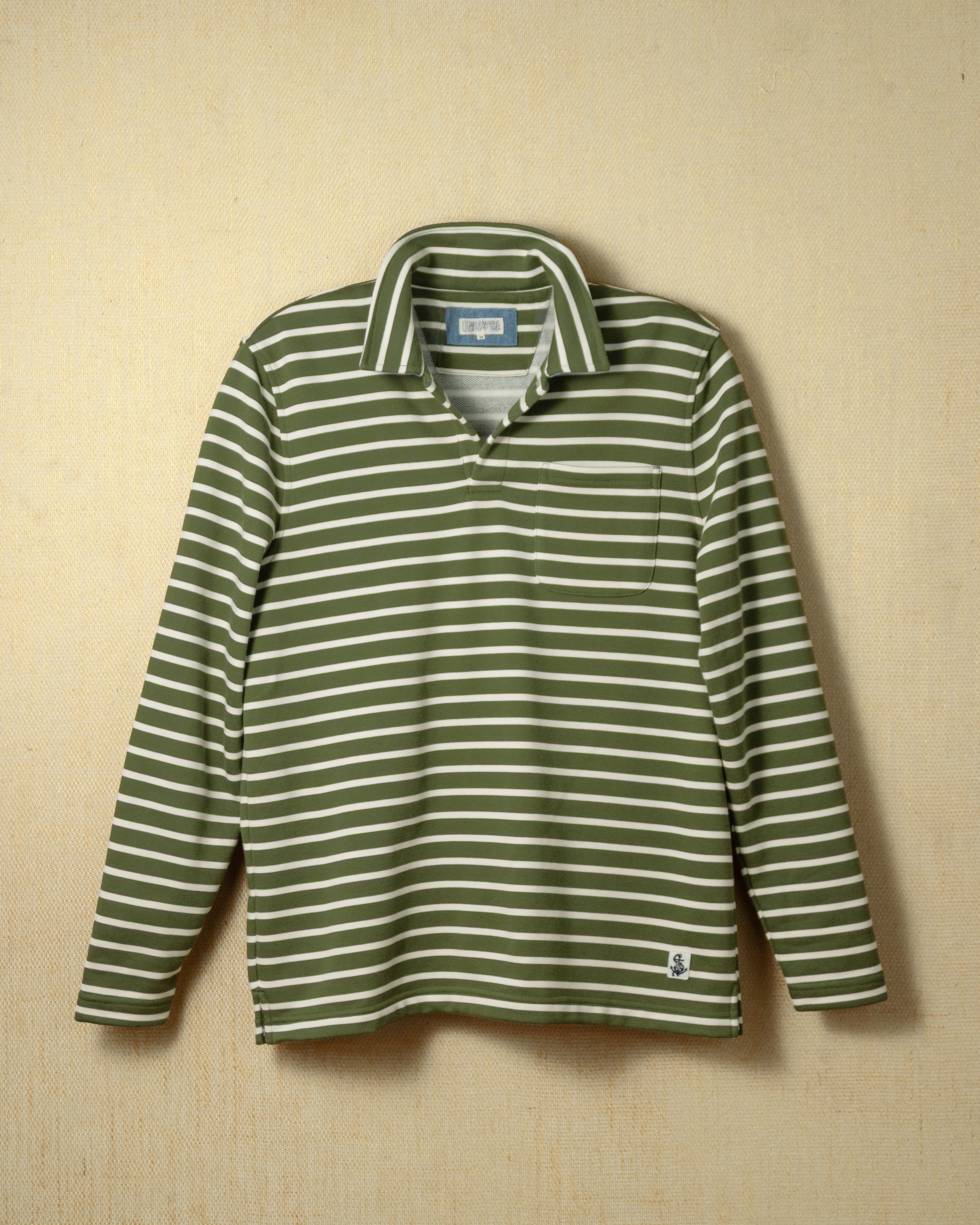 Acadia Polo Shirt for Men - Olive & Cream Loopback Terry Cotton - Comfortable Casual Wear for Golf, Office & Outdoor Activities