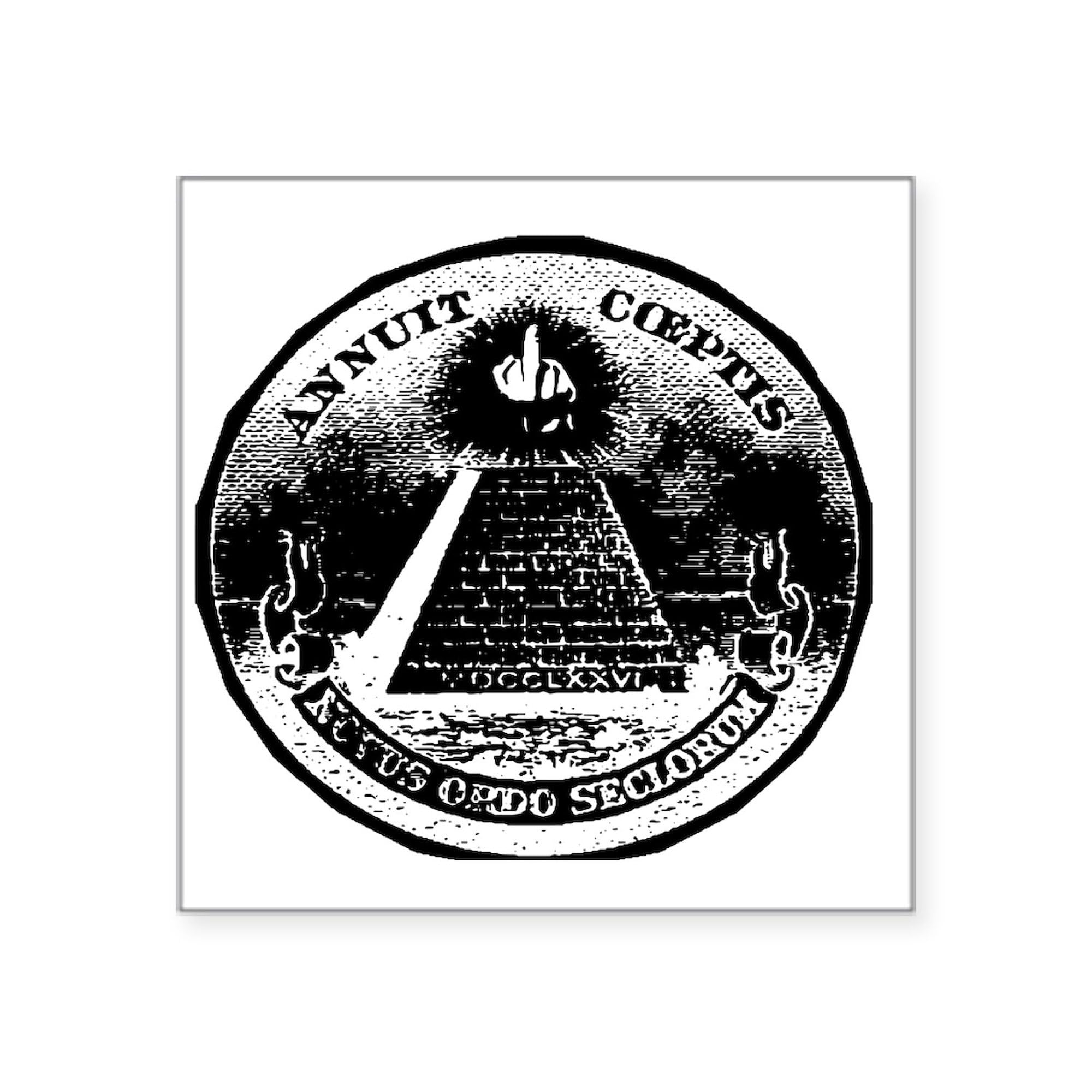 Illuminati Giving The Finger Square Sticker - 3