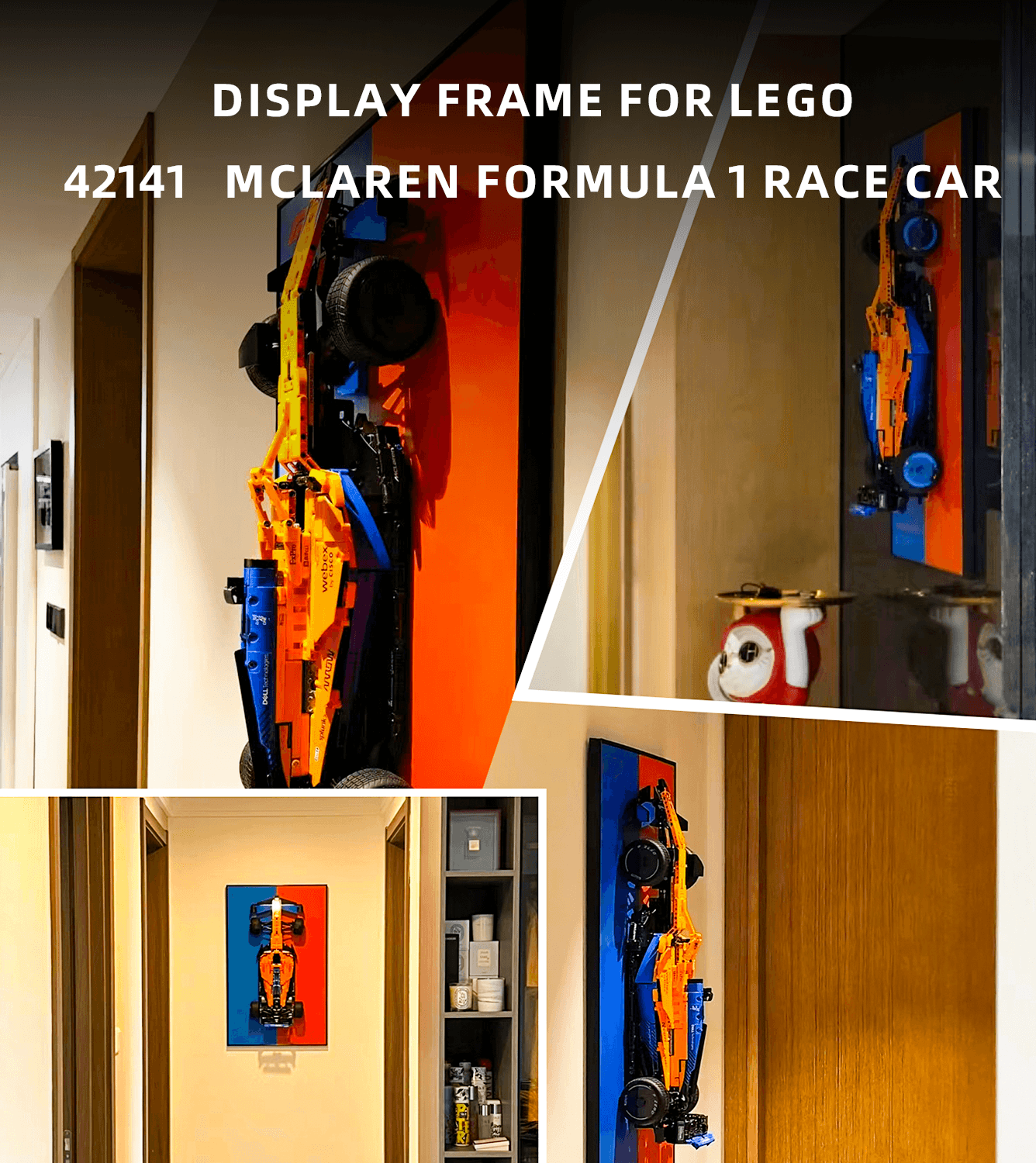 Lego Wall Display Frame for Mercedes AMG 42171 & McLaren 42141 - Perfect for Showcasing Your Lego Speed Champions Collection in Home or Office