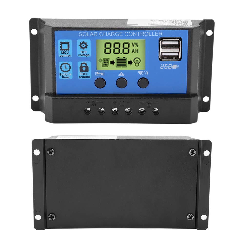 10A Solar Charge Controller with Overcurrent Protection - Built-in Multiple Safety Features for Efficient Solar Panel Charging & Battery Management - Ideal for Off-Grid, RV, Marine, and Home Solar Systems