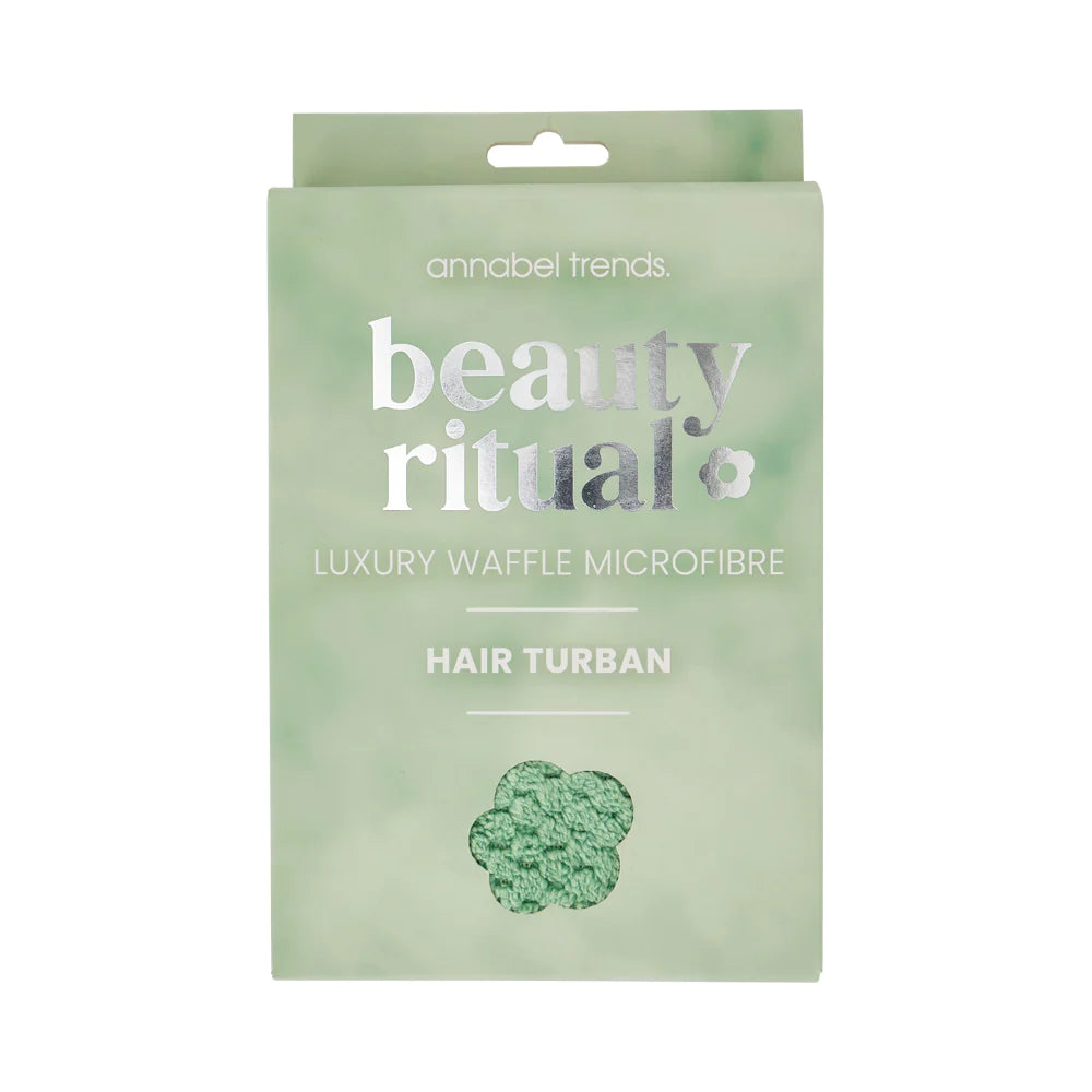 Annabel Trends Luxury Waffle Hair Turban - Super Soft Microfiber Hair Towel Wrap for Women - Perfect for Post-Shower, Salon Styling & Hair Care Routine (Moss Green)
