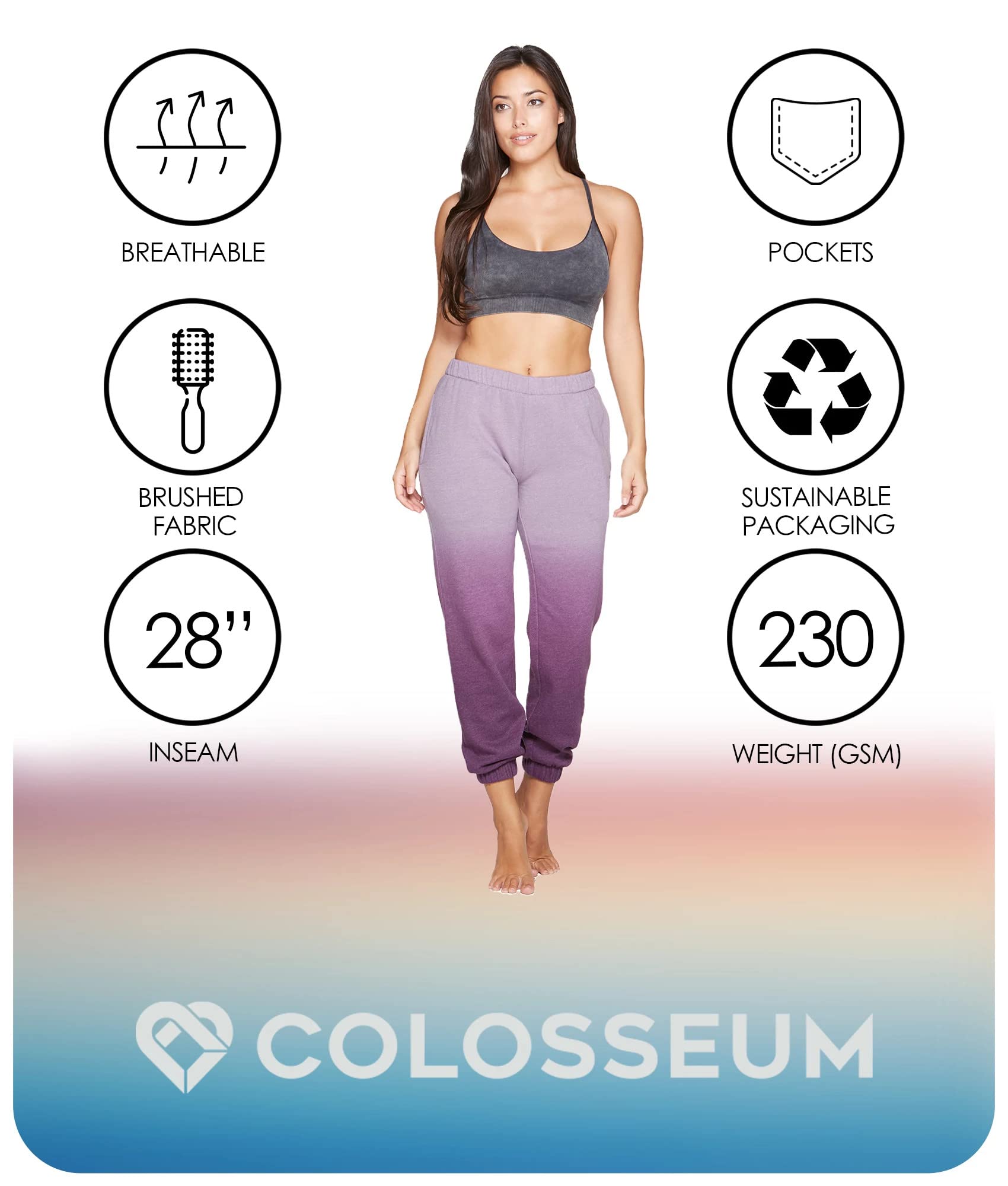 COLOSSEUM Women's Fleece Jogger Pants - Soft & Comfortable Activewear with Pockets for Yoga, Running & Lounge Wear