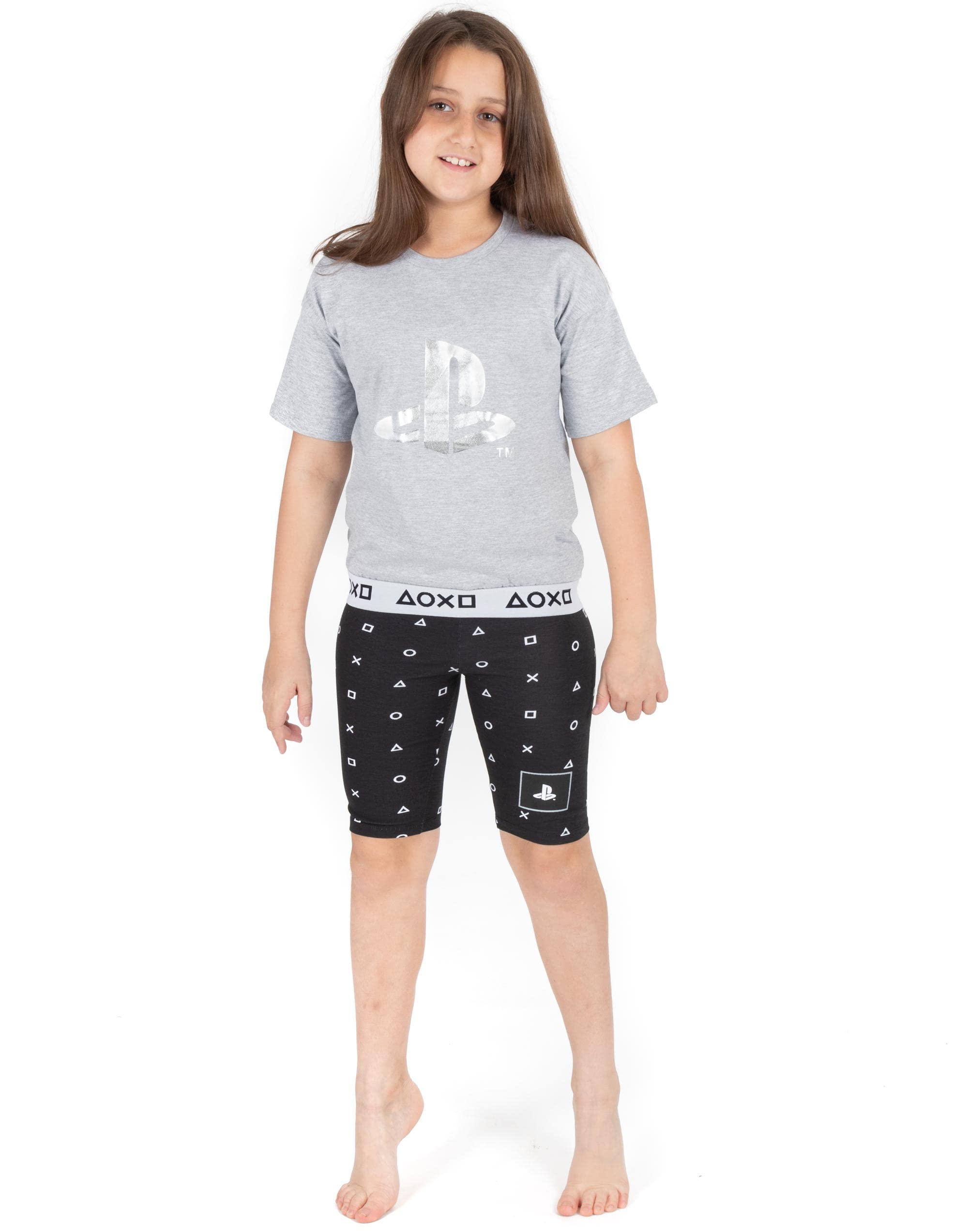 **PlayStation Pajama Set for Girls - Soft Cycle Shorts & Trousers - Sporty PJS for Gaming & Sleepovers**    *Perfect for cozy gaming nights, sleepovers, and lounging at home!*