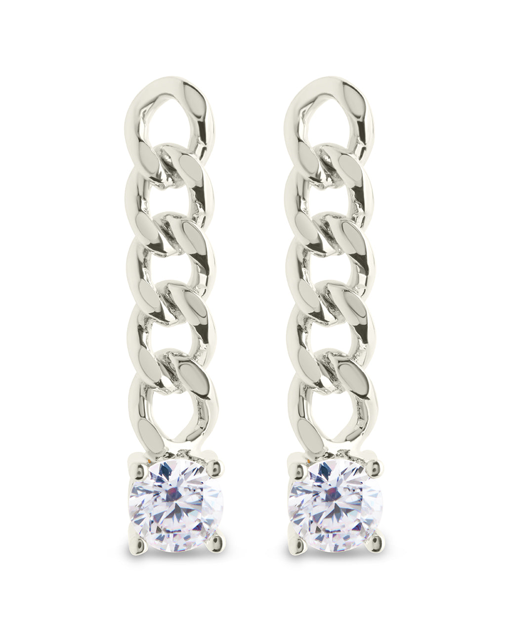 Phoebe CZ Chain Link Drop Stud Earrings for Women - Elegant Cubic Zirconia Dangle Earrings for Party, Wedding & Everyday Wear