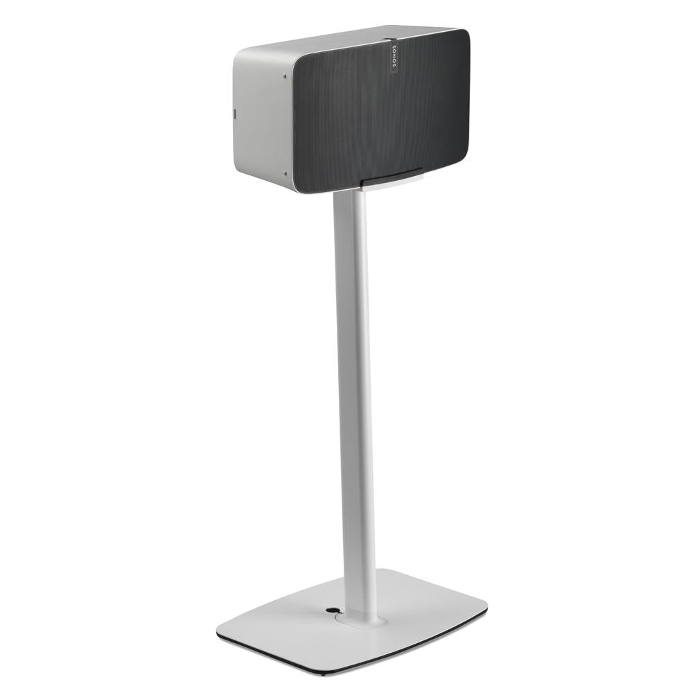 Flexson Adjustable Floor Stand for Sonos Play:5 Speaker - Premium White Home Audio Solution for Living Room & Bedroom Music Setup
