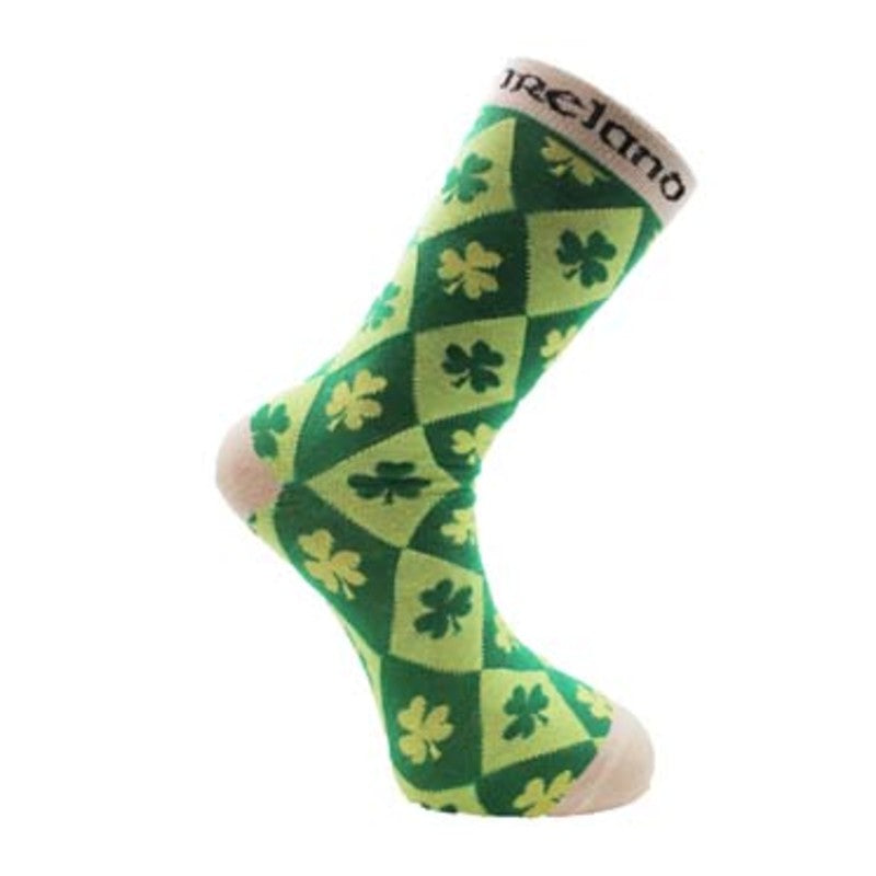 Irish Shamrock Diamond Socks - Lucky St. Patrick's Day Novelty Socks for Men & Women - Perfect for Gifts, Parties, and Festive Celebrations