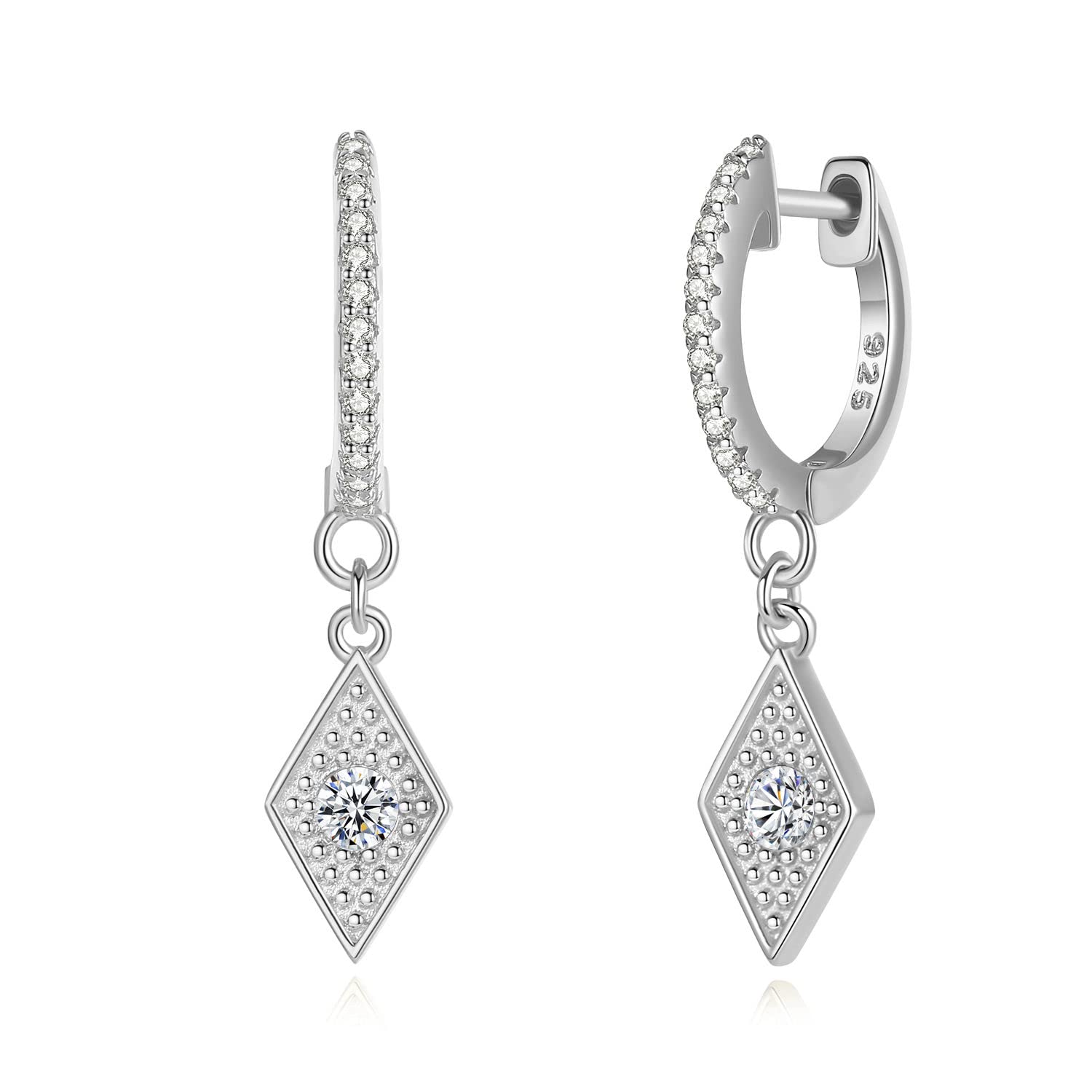 925 Sterling Silver AAA Cubic Zirconia Evil Eye Huggie Hoop Drop Earrings for Women - Elegant Dangle Earrings for Everyday Wear, Parties & Gifts