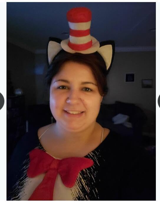 NUMJAW Dr. Seuss Hat Headbands - Cat Headband with Stovepipe Hat & Bow Tie, Book Character Costume Accessories for Halloween, Cosplay Parties, and Themed Events (Red & White)