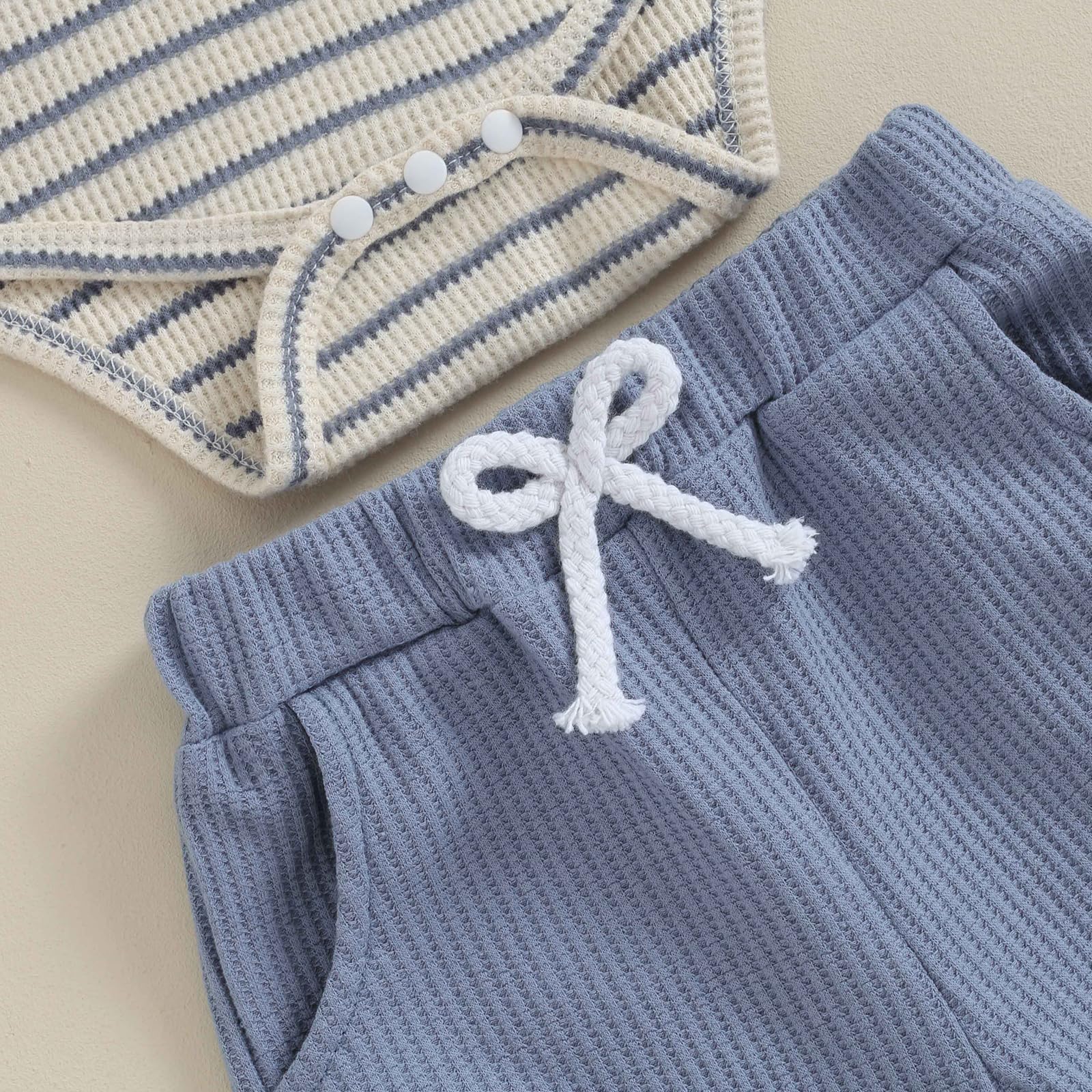 Ledy Champswiin Baby Boy Cotton Waffle Romper & Pant Set - Soft Newborn Outfits for 0-18 Months - Perfect for Playtime, Photos & Everyday Comfort